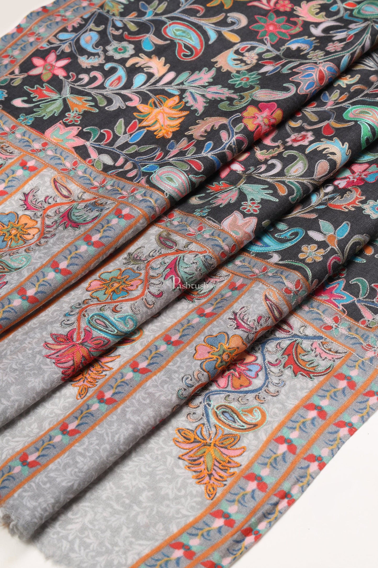 Pashtush India Womens Stoles Pashtush Womens Extra Fine Wool Stole, Kalamkari Embroidery Design, Multicolour