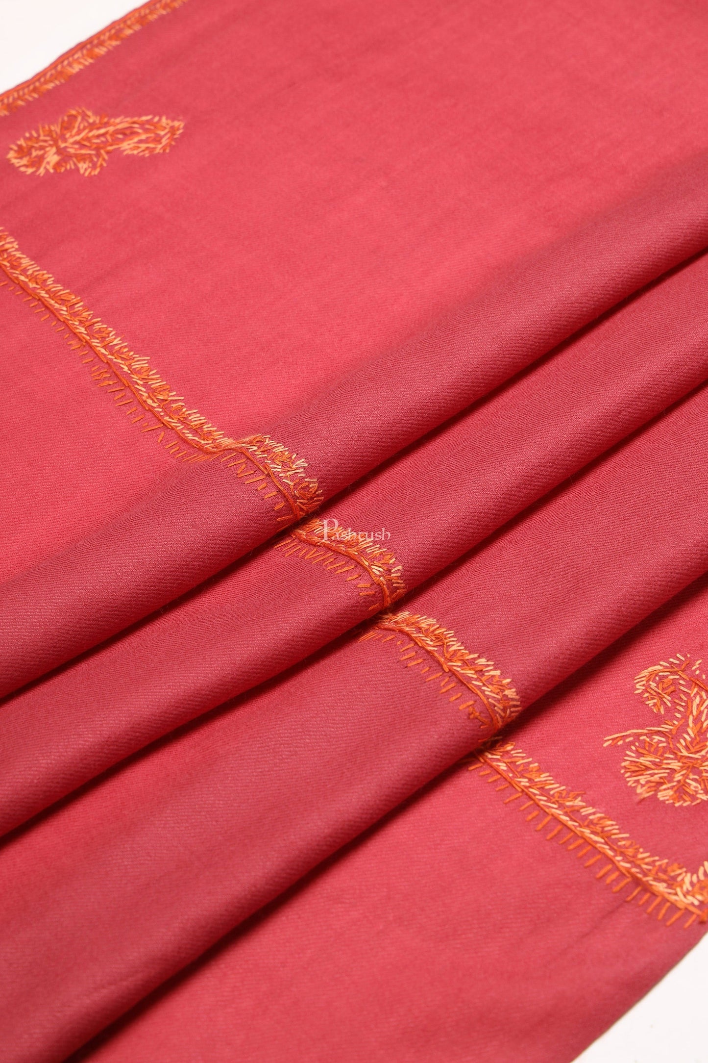 Pashtush India Womens Stoles Pashtush Womens Extra Fine Wool Stole, Kashmiri Hand Embroidery, Kingri Design, Morning Rose