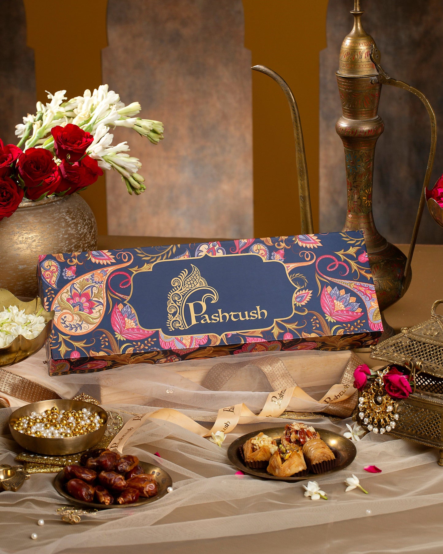 Pashtush India Gift Pack Pashtush Womens Extra Fine Wool Stole, Nalki Embroidery Design, Blue