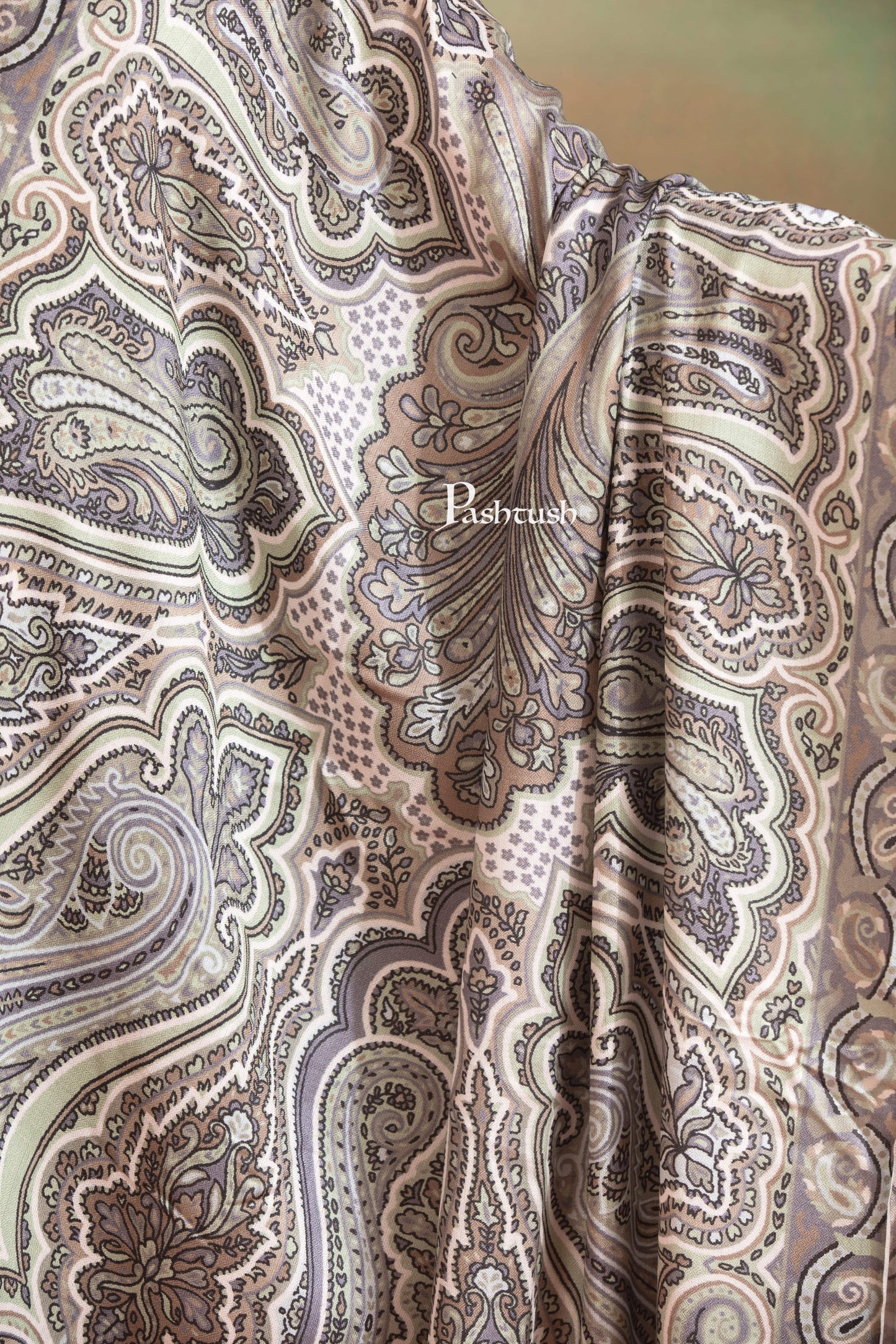 Pashtush India Womens Shawls Pashtush Womens Extra Soft Bamboo Shawl, Printed Paisley Design, Multicolour
