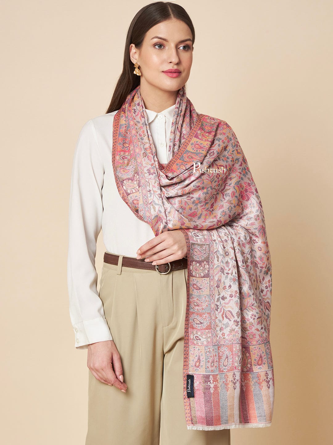 Pashtush India Womens Stoles and Scarves Scarf Pashtush Womens Extra Soft Bamboo Stole, Ethnic Design, Multicolour