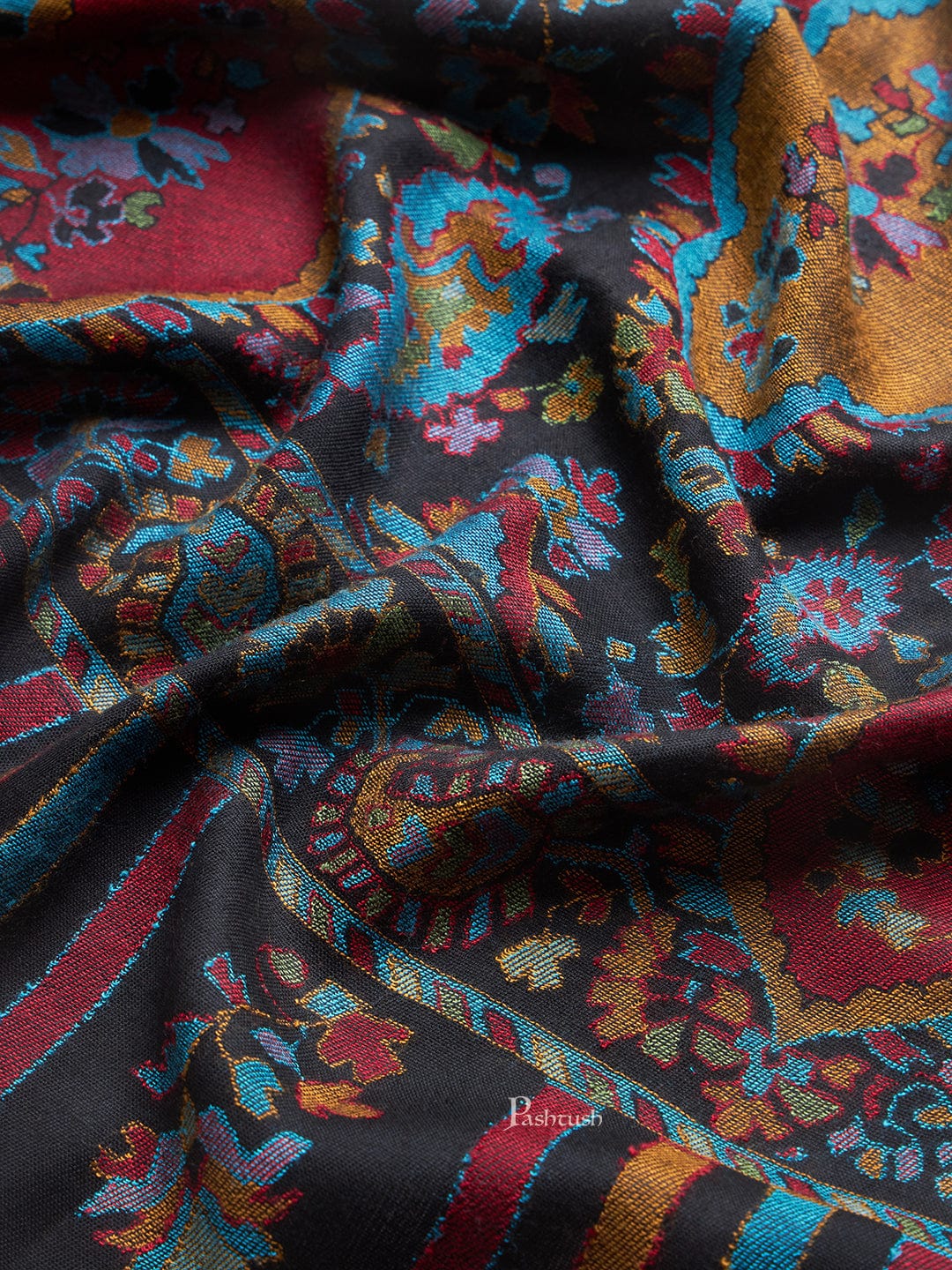 Pashtush India Womens Stoles and Scarves Scarf Pashtush Womens Extra Soft Bamboo Stole, Ethnic Woven Jaal Design, Multicolour
