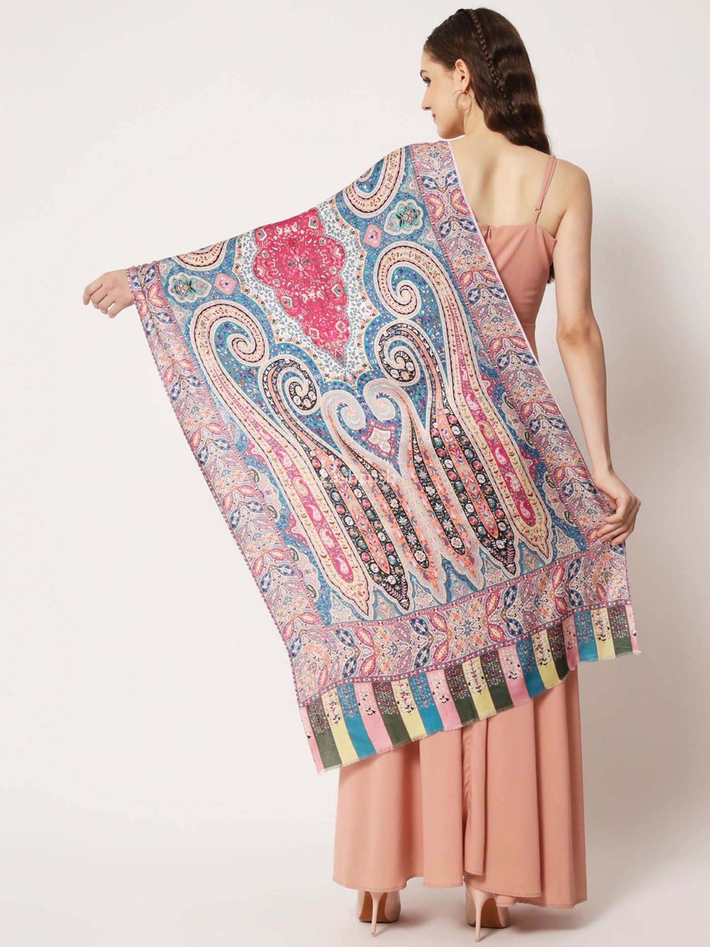 Pashtush India Womens Stoles and Scarves Scarf Pashtush Womens Extra Soft Bamboo Stole, Kalamkari Printed Design, Multicolour