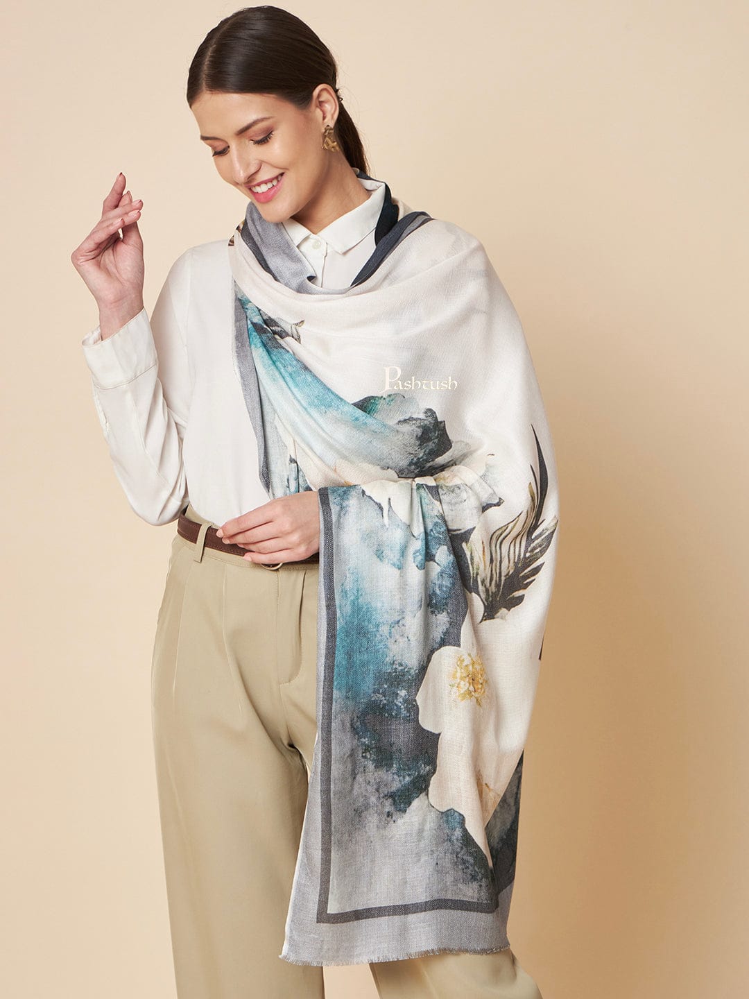 Pashtush India Womens Stoles and Scarves Scarf Pashtush Womens Extra Soft Bamboo Stole, Paisley Design, Multicolour