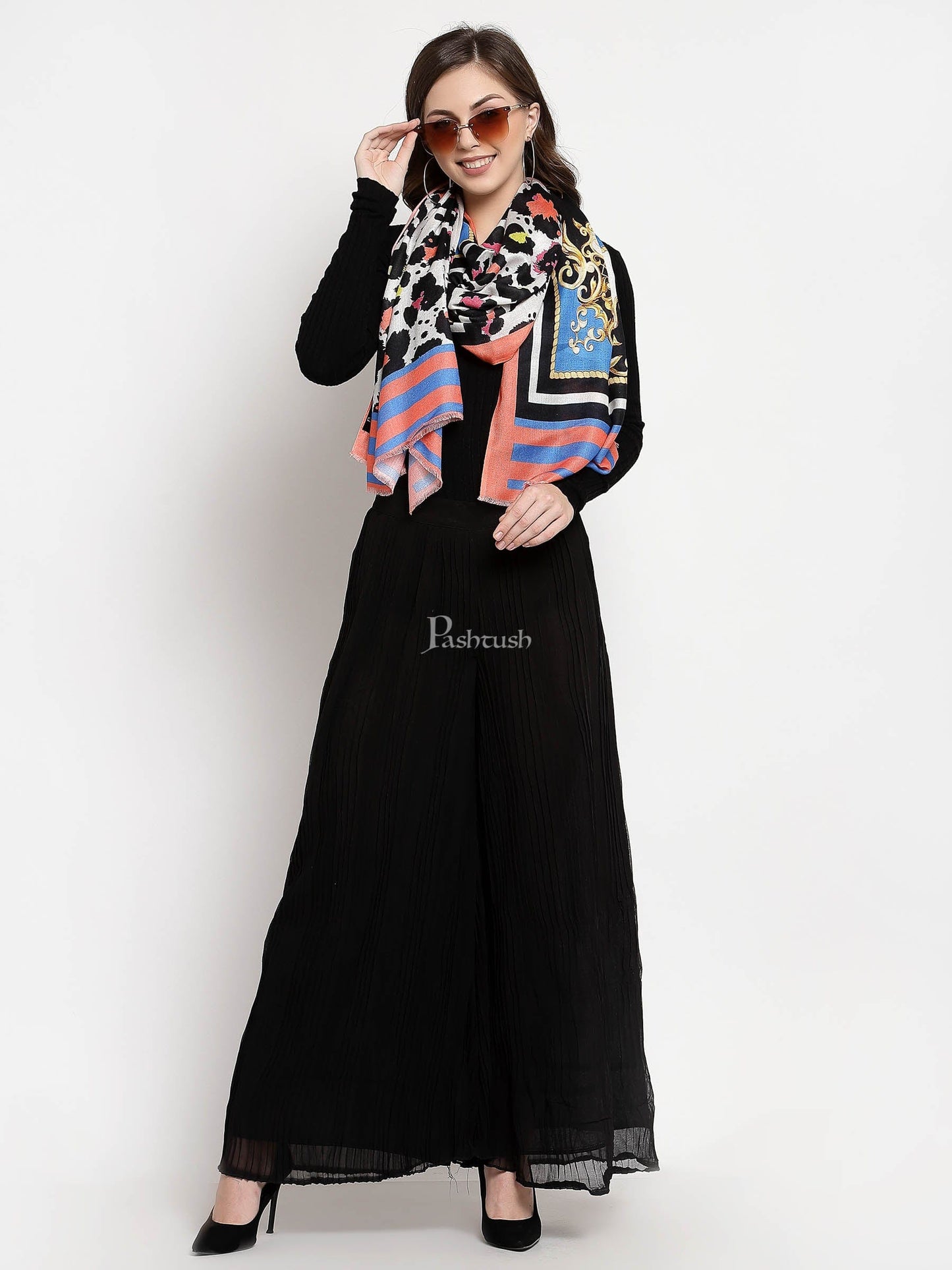 Pashtush India Womens Stoles and Scarves Scarf Pashtush Womens Extra Soft, Printed Bamboo Scarf