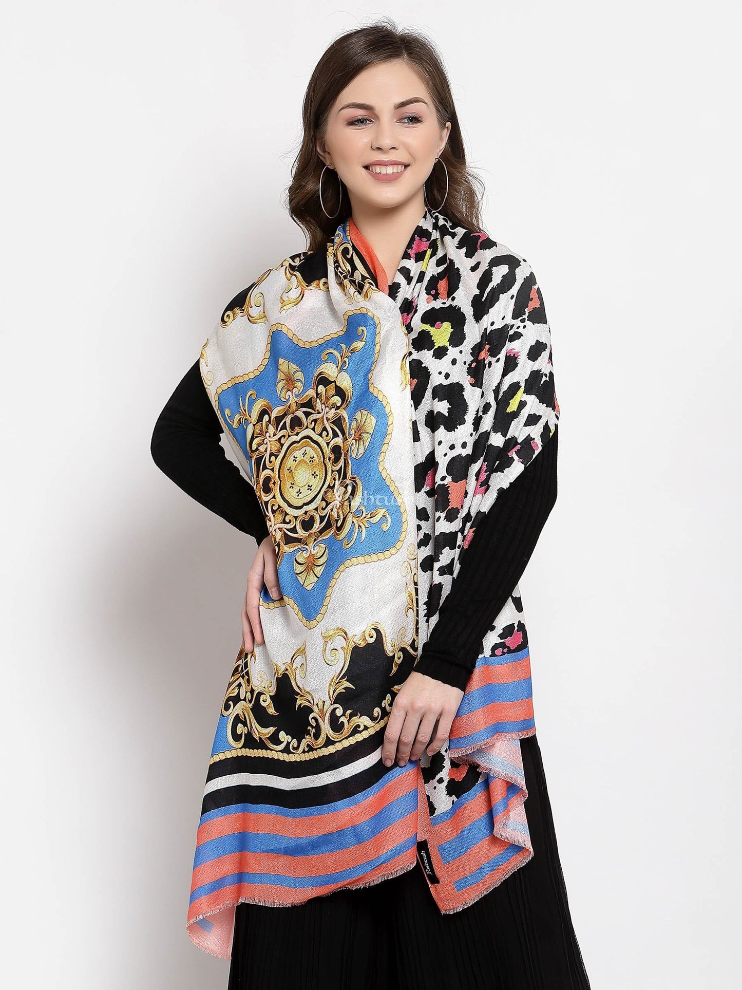 Pashtush India Womens Stoles and Scarves Scarf Pashtush Womens Extra Soft, Printed Bamboo Scarf