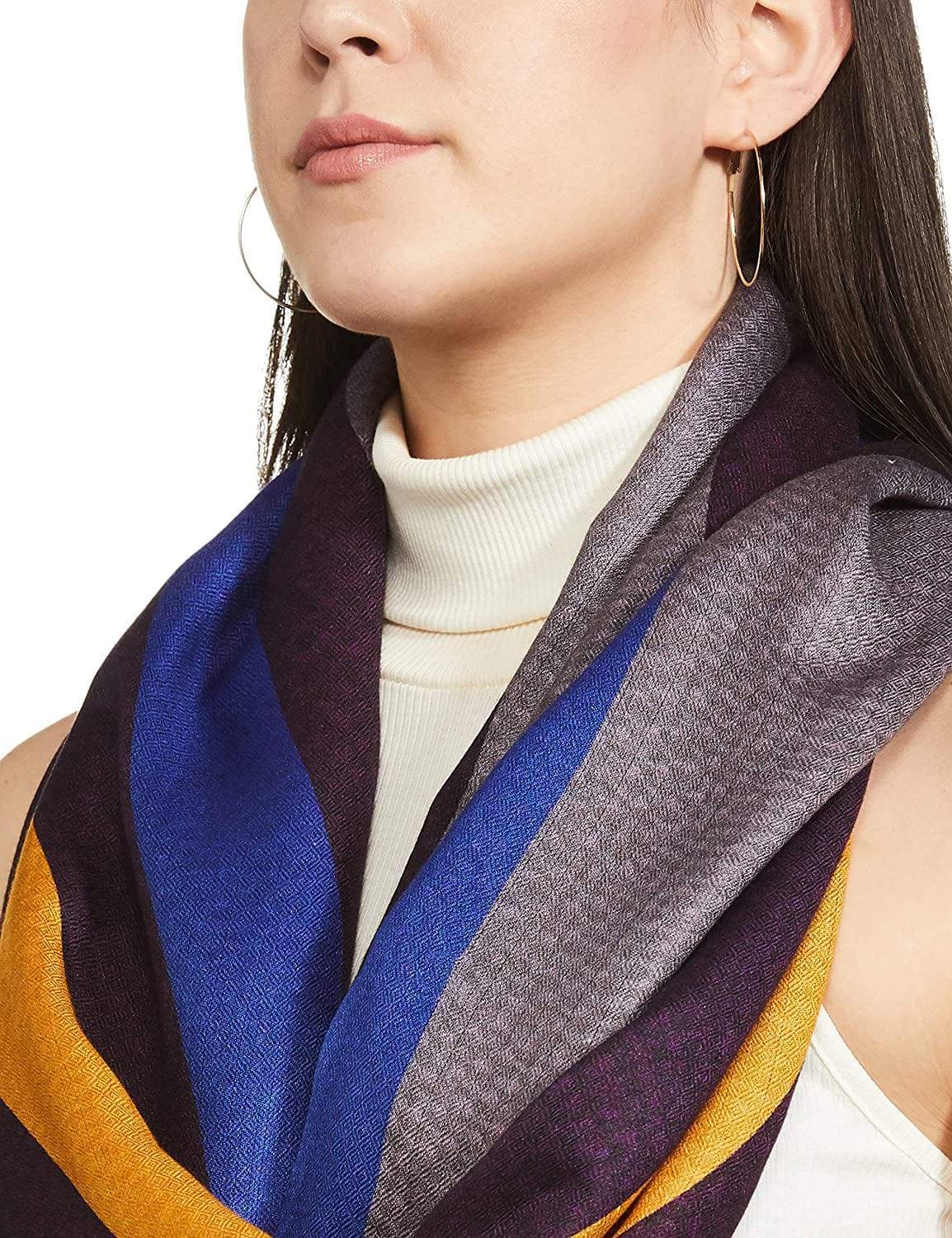 Pashtush India 70x200 Pashtush Womens Extra Soft, Printed Bamboo Scarf, Bold Freedom Stripes