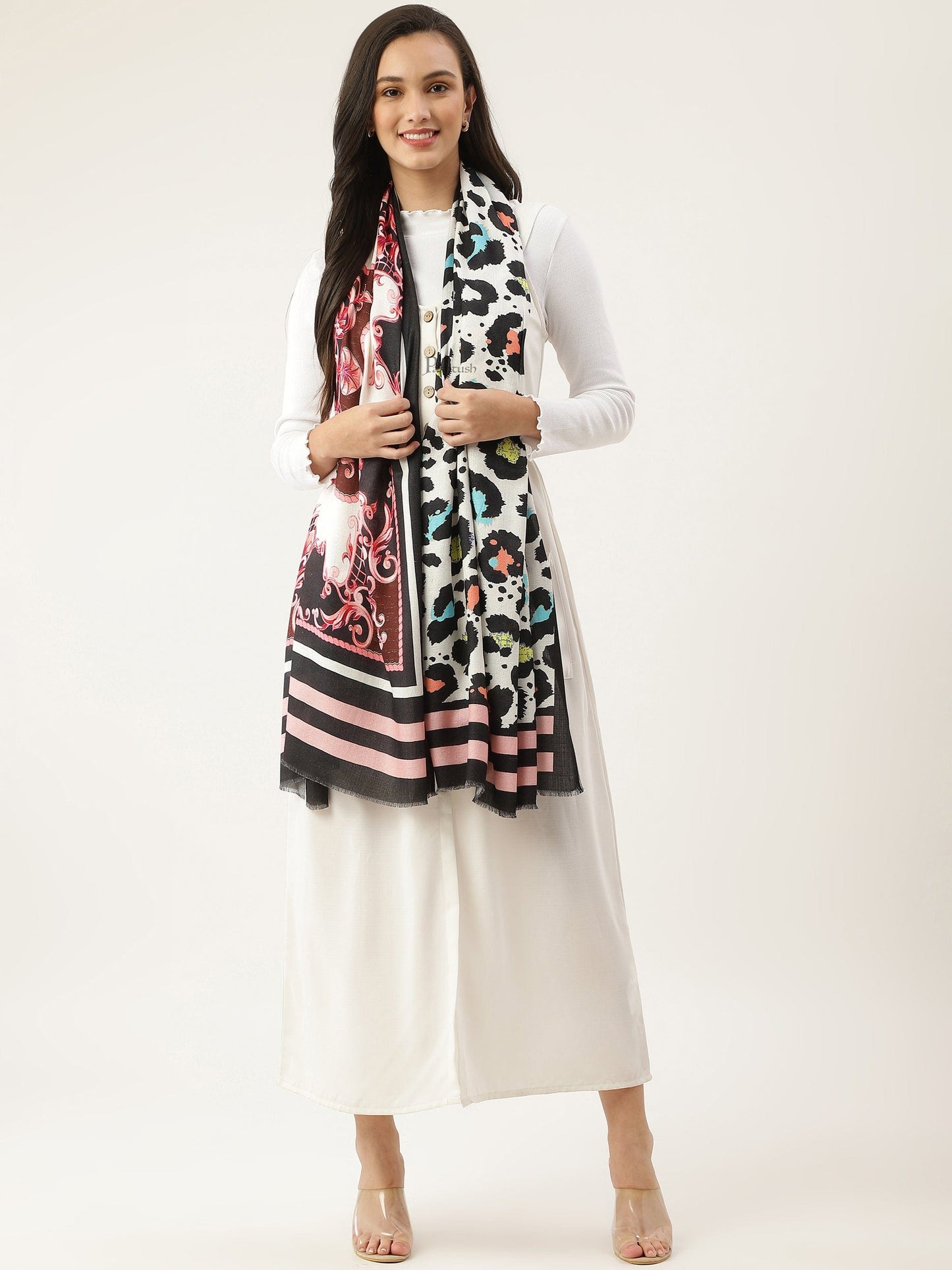 Pashtush India Womens Stoles and Scarves Scarf Pashtush Womens Extra Soft, Printed Bamboo Scarf, Multicolour