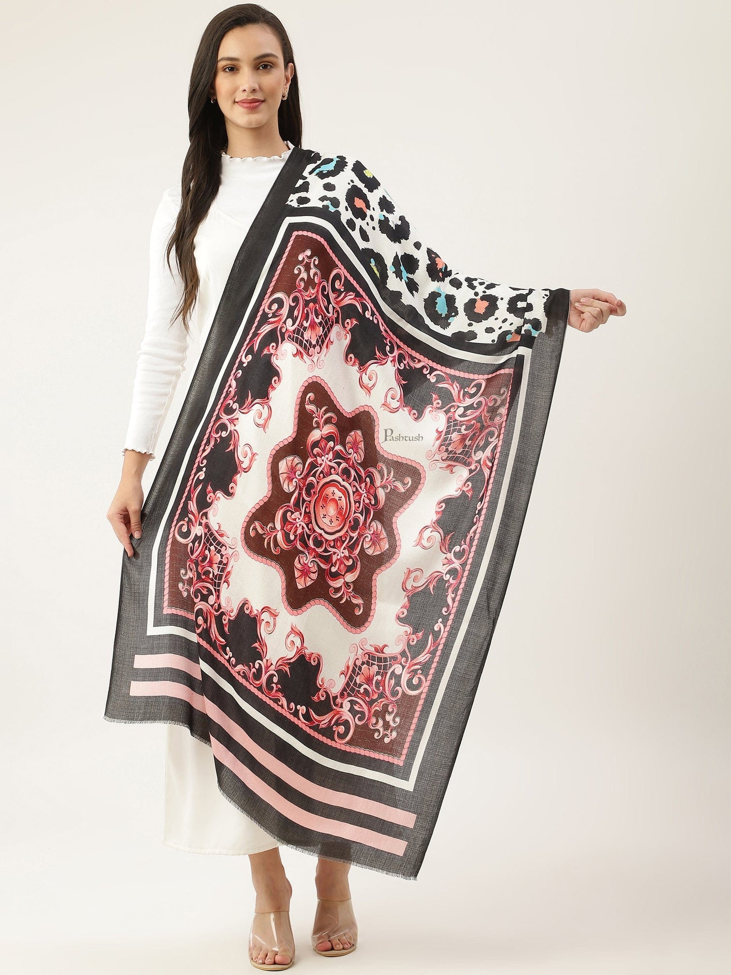 Pashtush India Womens Stoles and Scarves Scarf Pashtush Womens Extra Soft, Printed Bamboo Scarf, Multicolour
