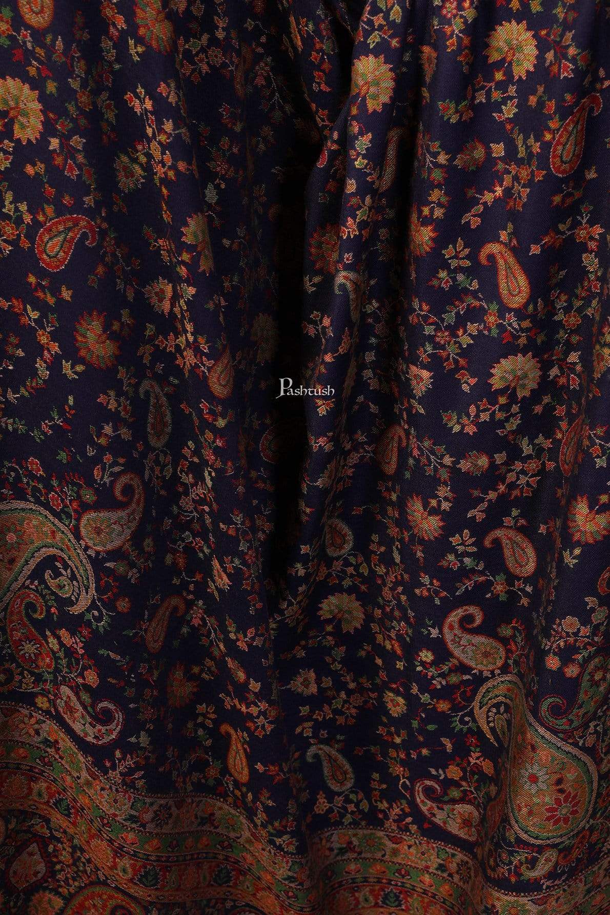 Pashtush India 100x200 Pashtush Womens Faux Pashmina Kaani Weave Shawl, Navy Blue