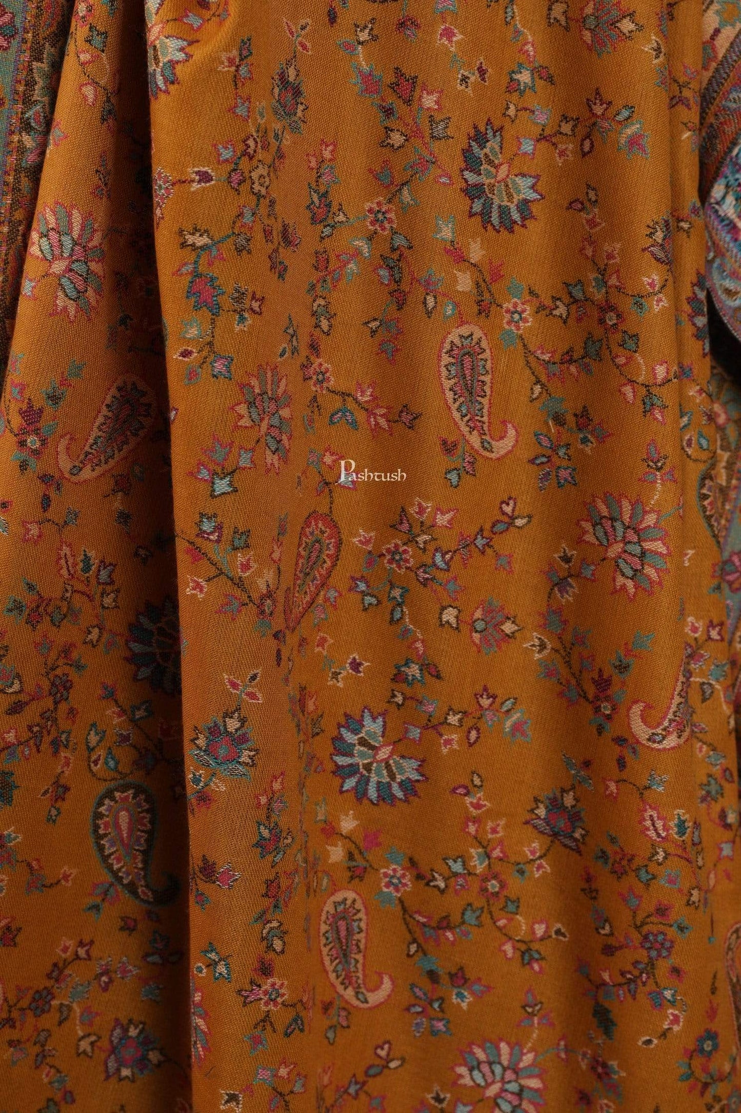 Pashtush India 100x200 Pashtush Womens Faux Pashmina, Kaani Weave Shawl, Sunflower