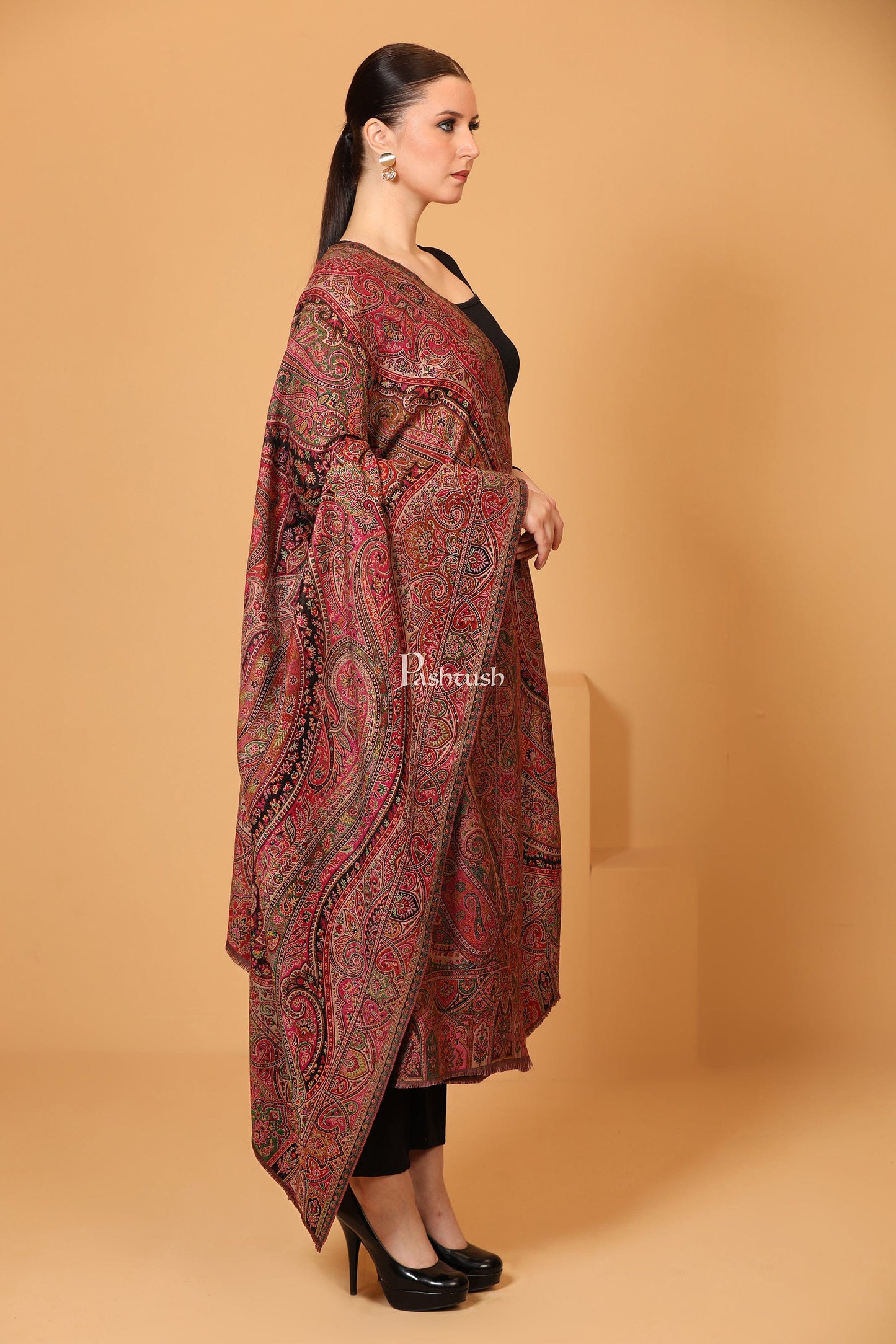 Pashtush India Womens Shawls Pashtush womens Faux Pashmina shawl, Antique Rich Garden Aesthetic design, Multicolour