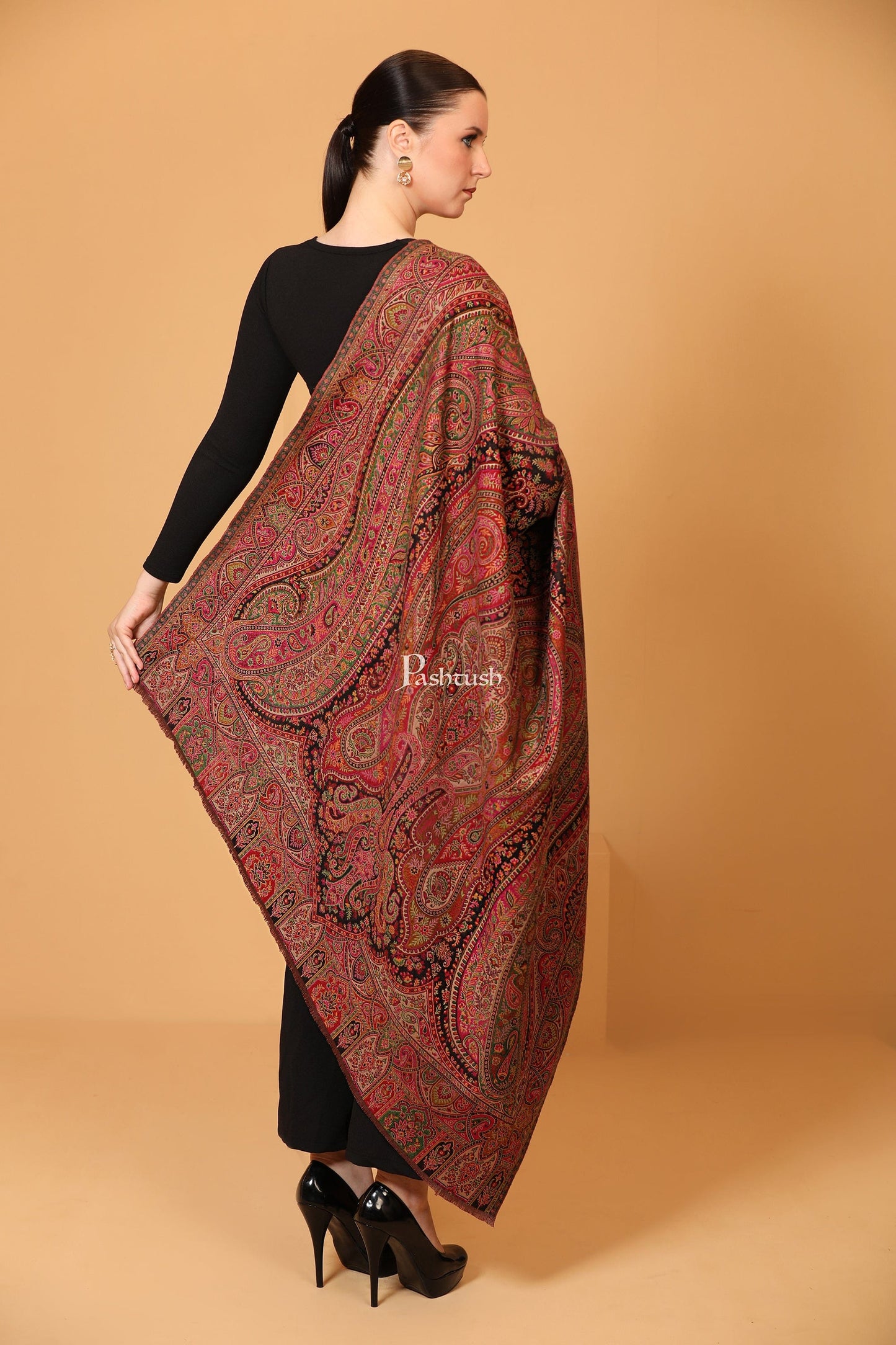 Pashtush India Womens Shawls Pashtush womens Faux Pashmina shawl, Antique Rich Garden Aesthetic design, Multicolour