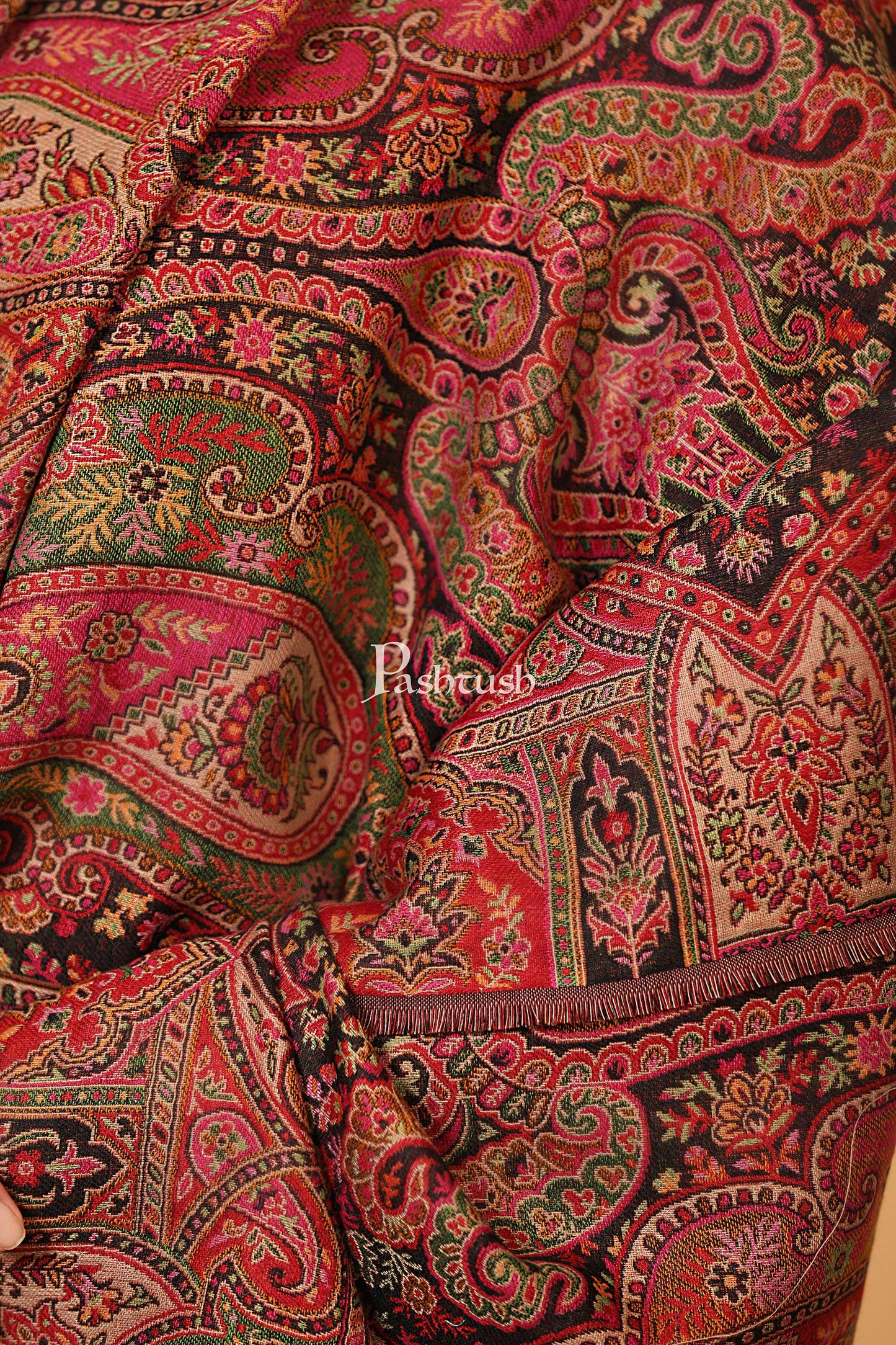 Pashtush India Womens Shawls Pashtush womens Faux Pashmina shawl, Antique Rich Garden Aesthetic design, Multicolour