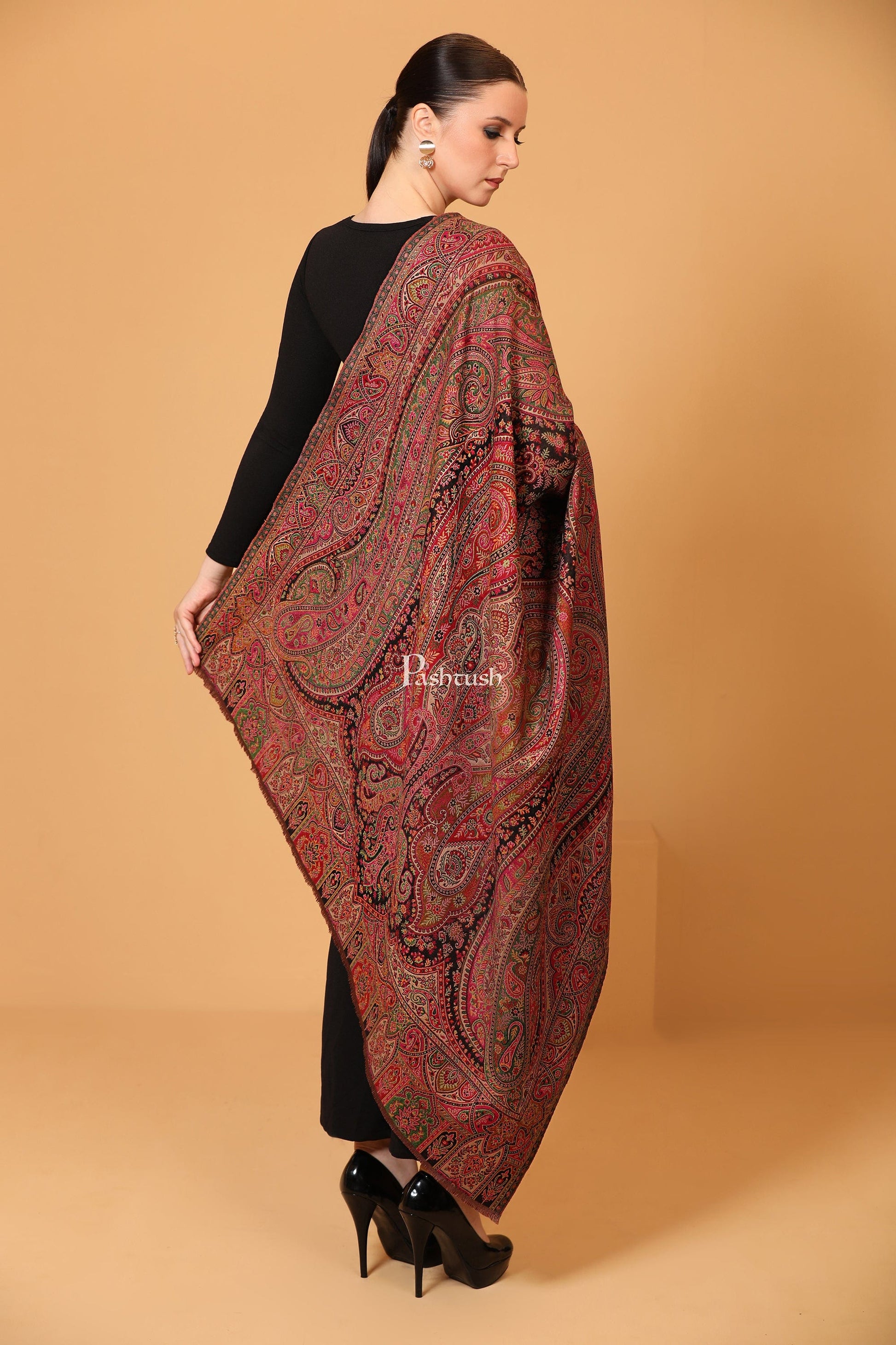 Pashtush India Womens Shawls Pashtush womens Faux Pashmina shawl, Antique Rich Garden Aesthetic design, Multicolour