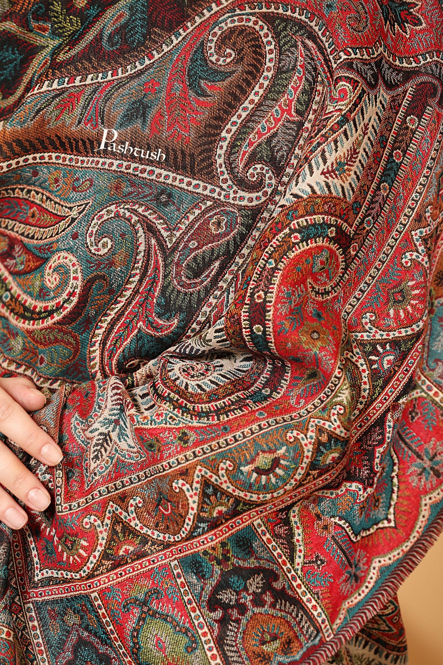 Pashtush India Womens Shawls Pashtush womens Faux Pashmina shawl, Antique Rich Garden Aesthetic design, Multicolour
