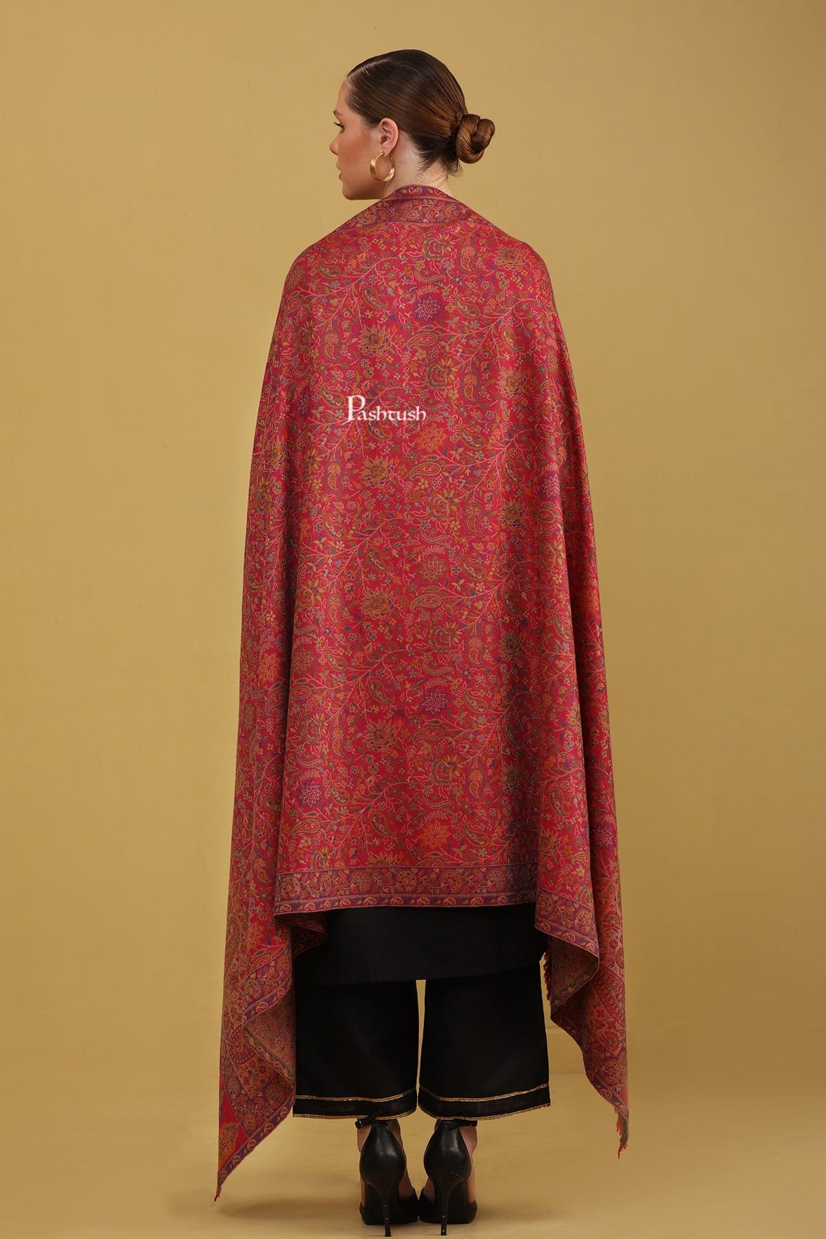 Pashtush India Womens Shawls Pashtush Womens Faux Pashmina Shawl, Ethnic Ambi Palla Design, Multicolour