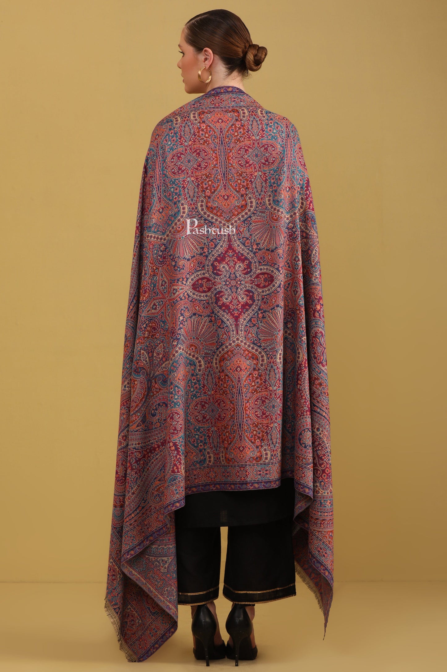 Pashtush India Womens Shawls Pashtush womens Faux Pashmina Shawl, Ethnic Paisley Weave, Multicolour