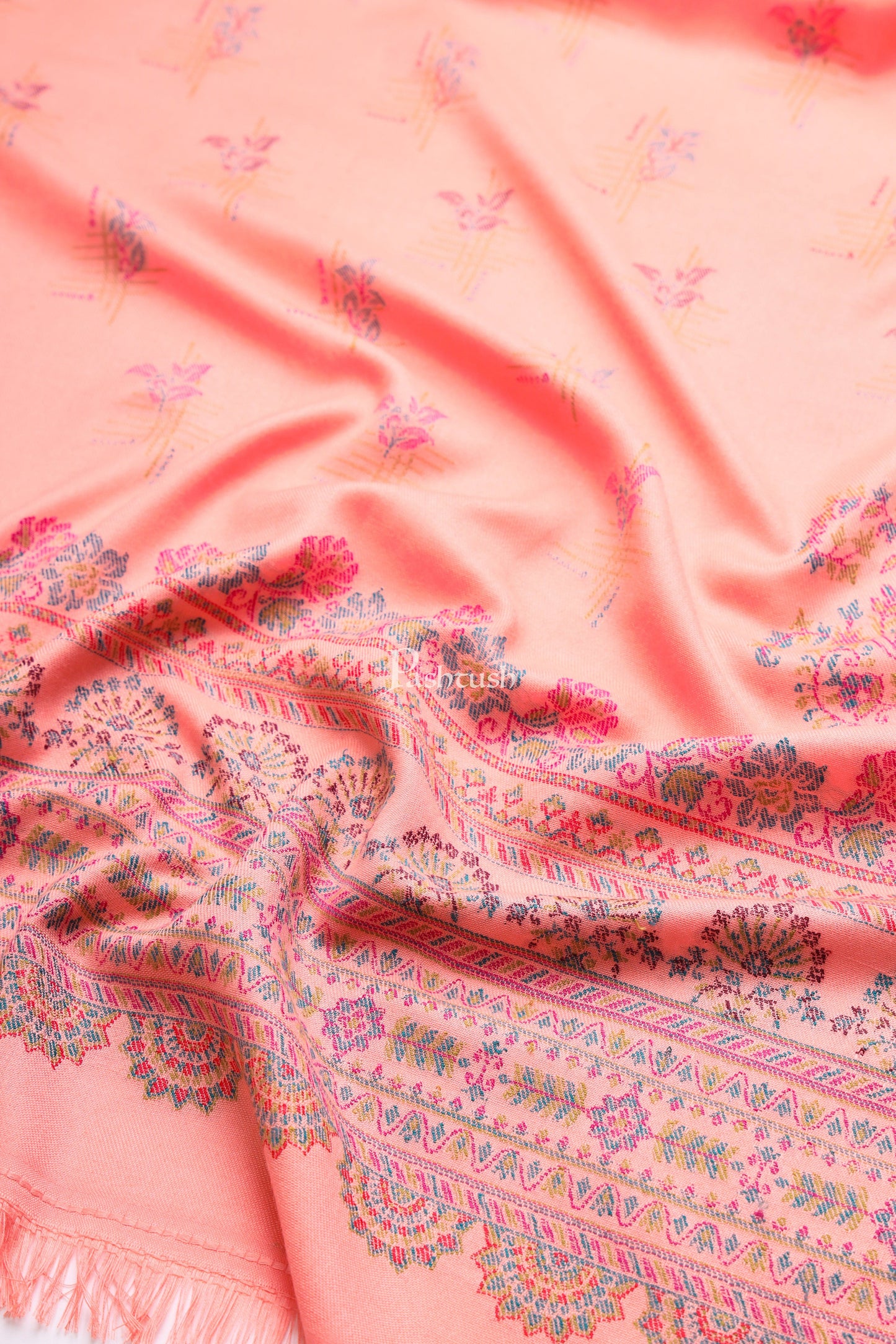 Pashtush India Womens Shawls Pashtush Womens Faux Pashmina Shawl, Paisley Ethnic Woven Design, Peach