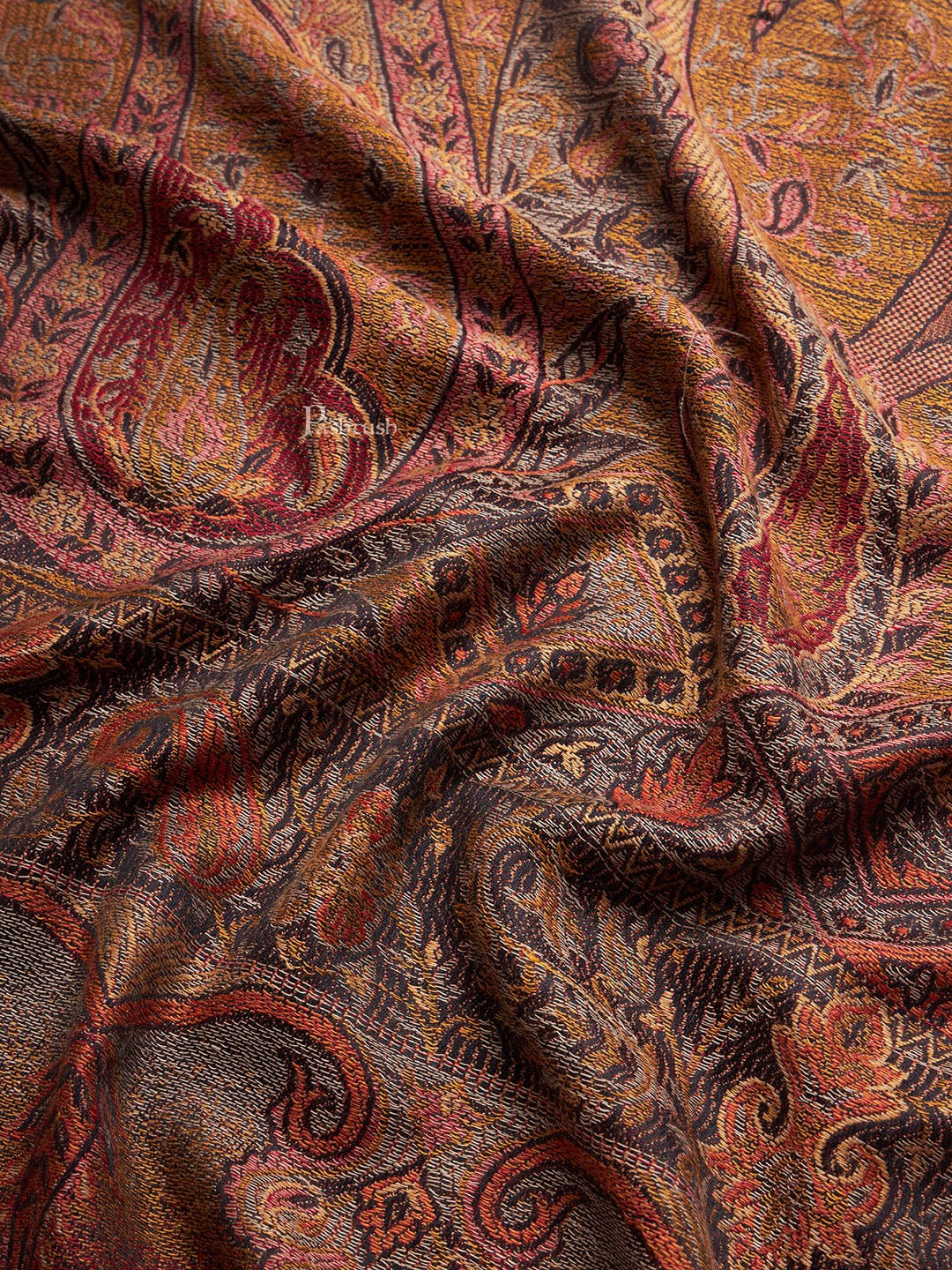 Pashtush India Womens Shawls Pashtush Womens Faux Pashmina Shawl, Soft Jamawar Design, Espresso Brown
