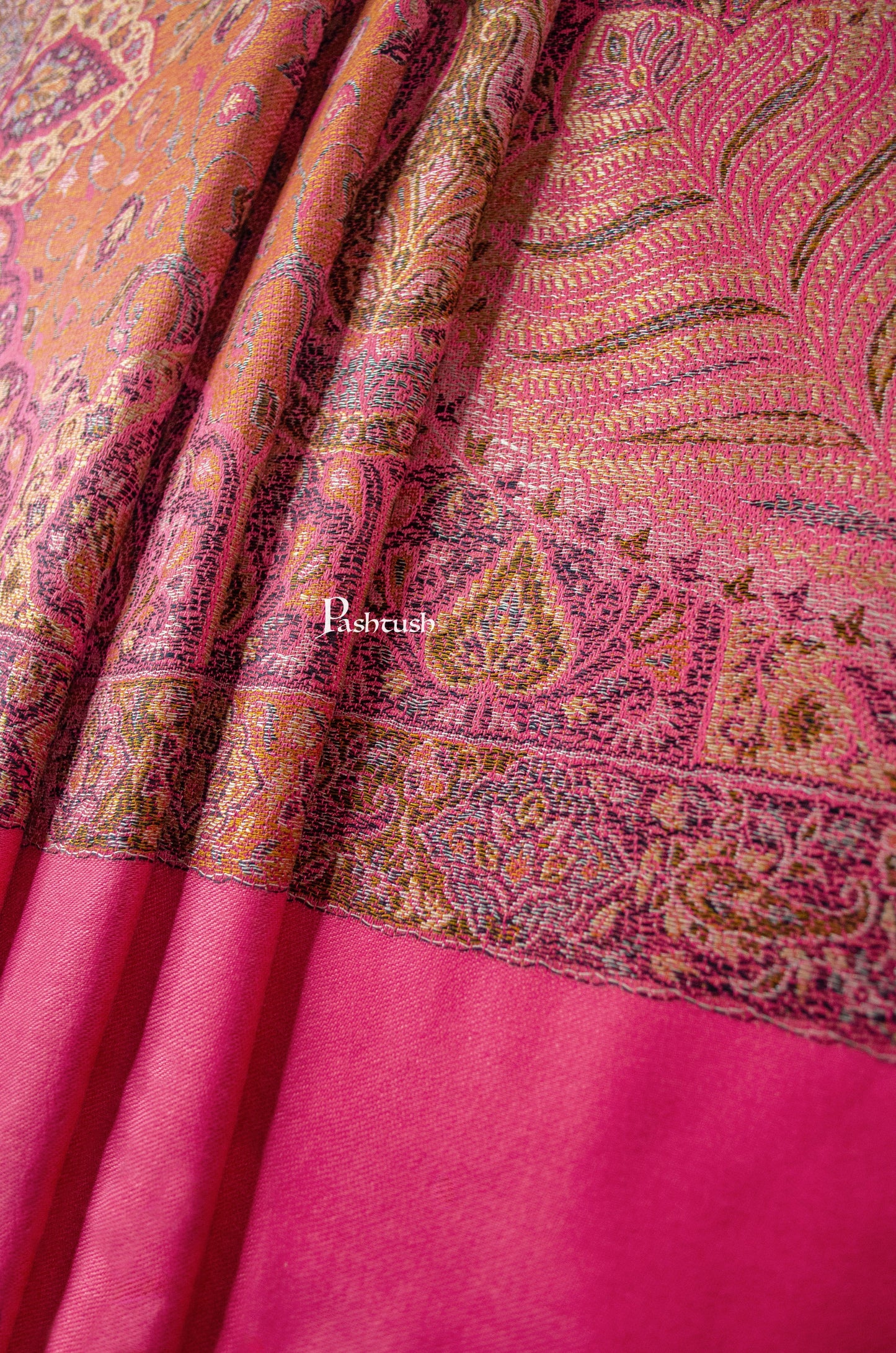 Pashtush India Womens Stoles and Scarves Scarf Pashtush Womens Faux Pashmina Stole, Design, Dark Pink