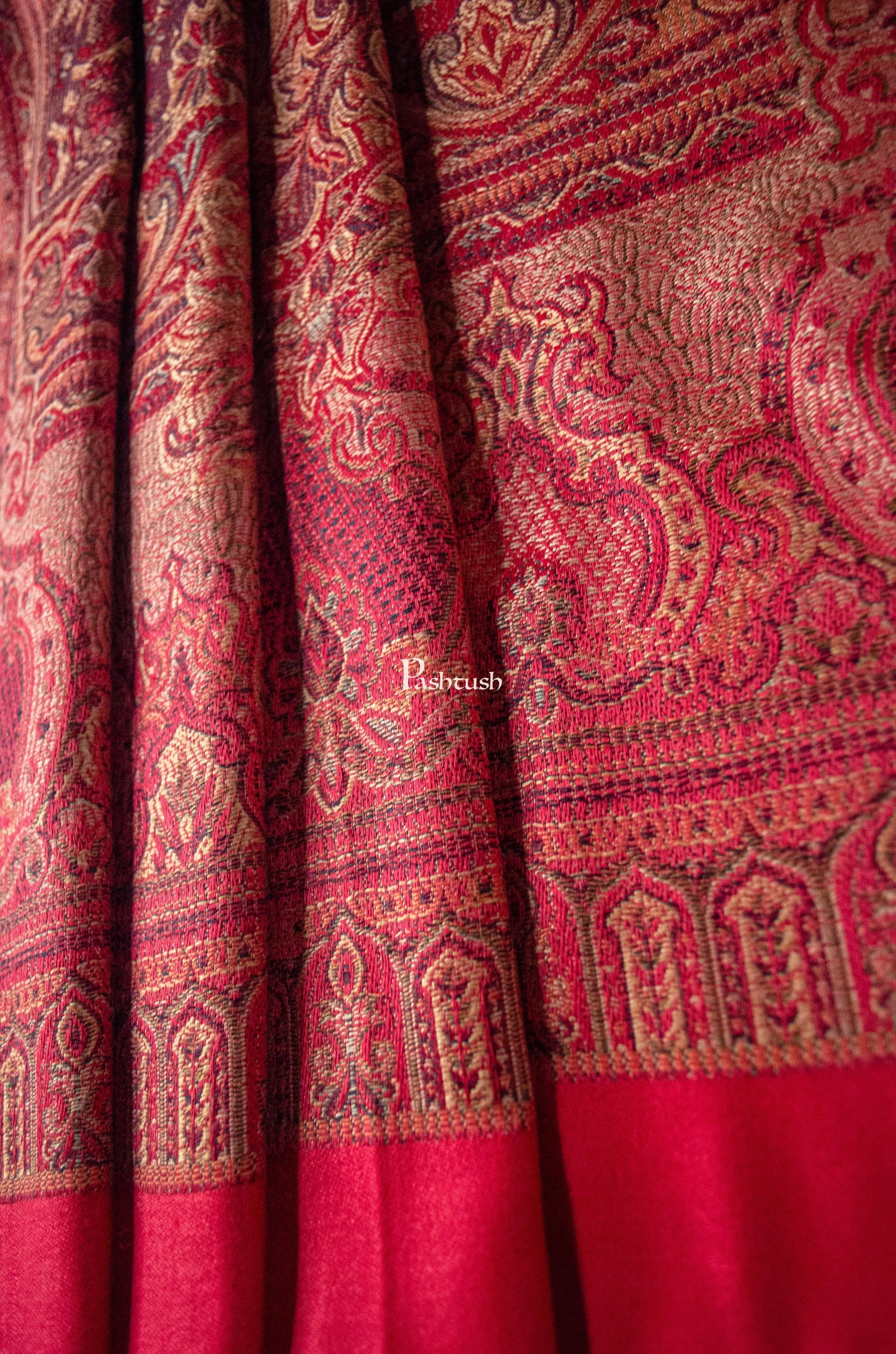 Pashtush India Womens Stoles and Scarves Scarf Pashtush Womens Faux Pashmina Stole, Design, Maroon