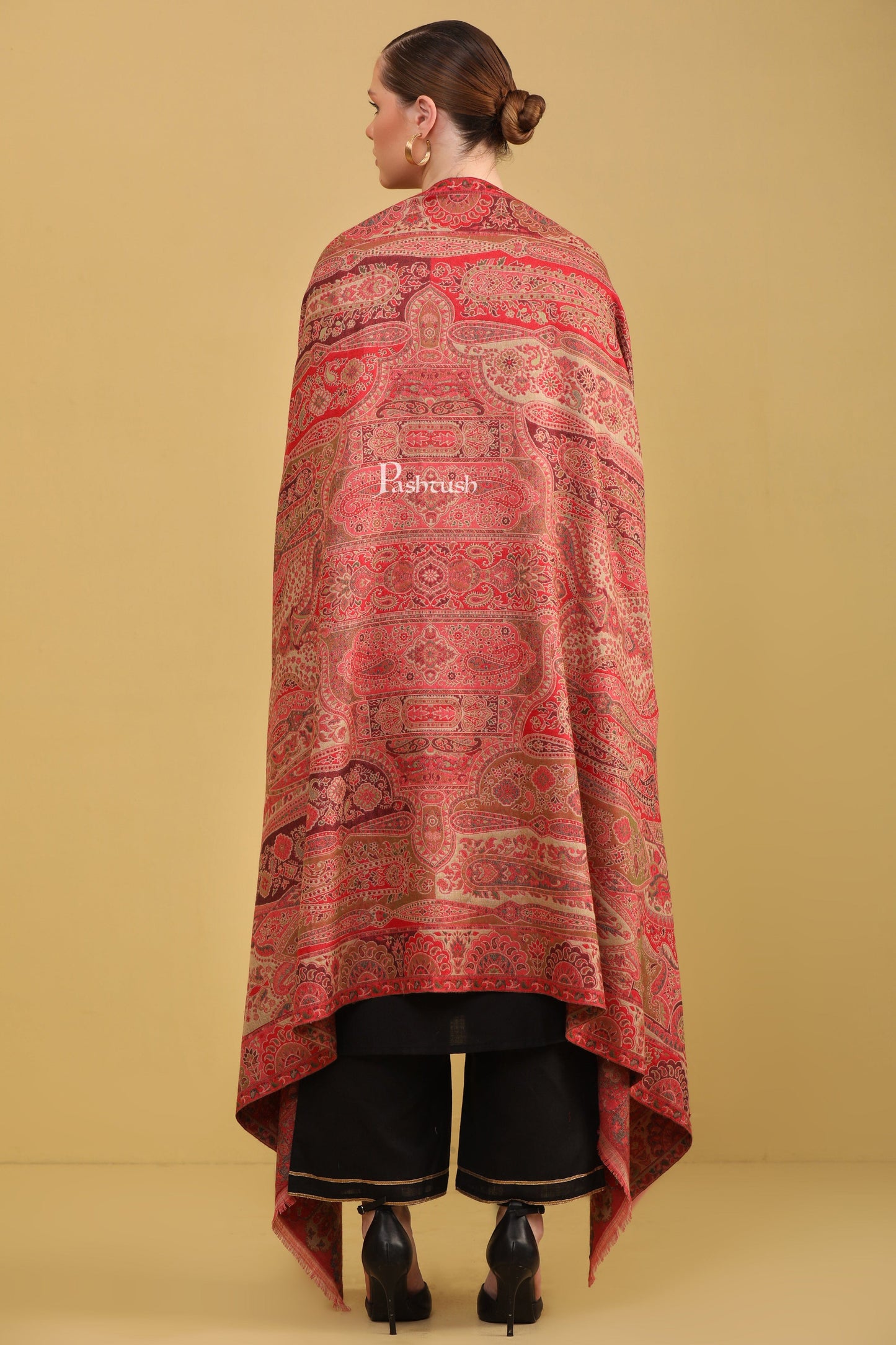 Pashtush India Womens Shawls Pashtush Womens Faux Pashmina Stole, Ethnic Paisley Weave, Multicolour