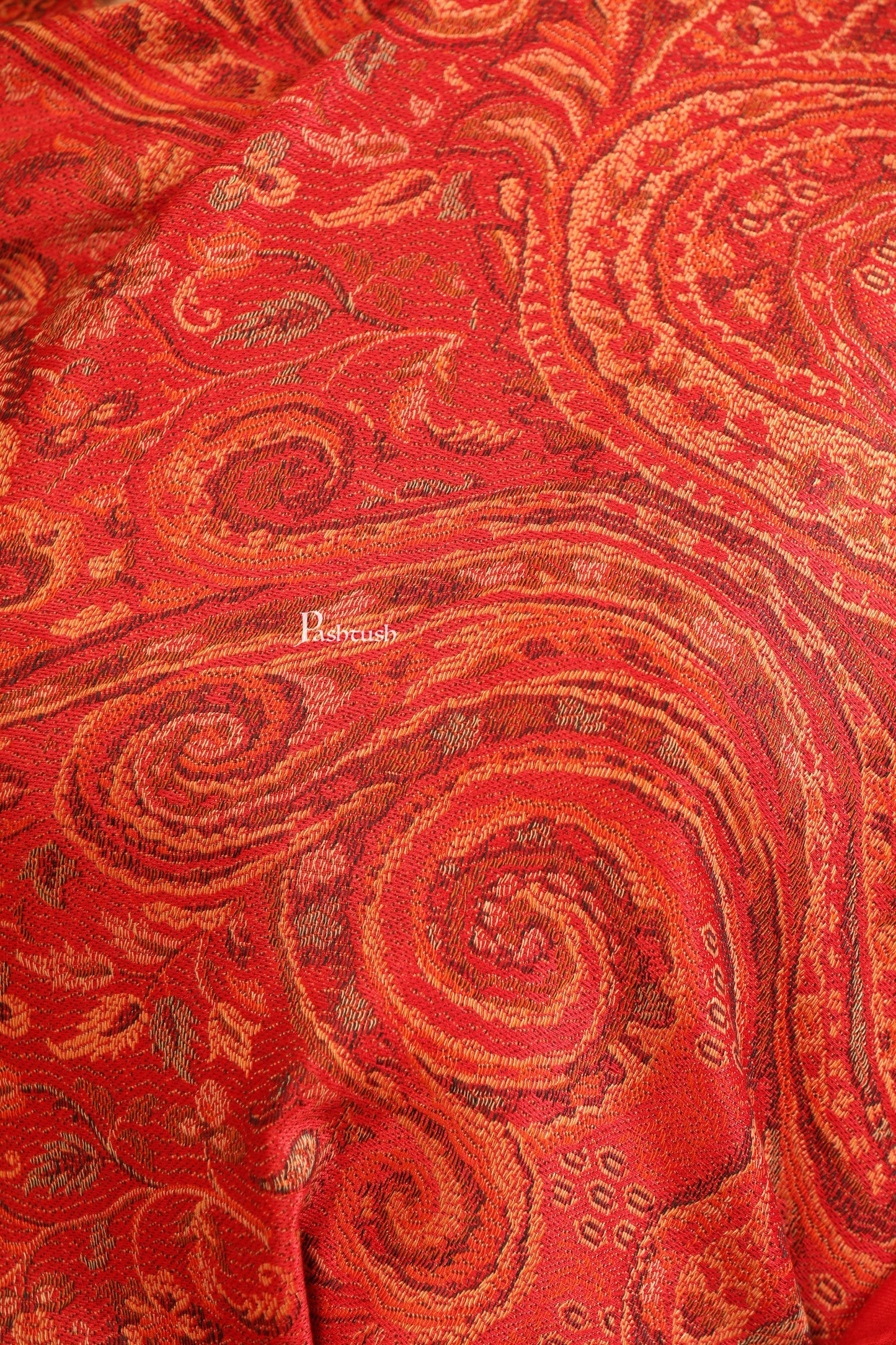 Pashtush India Womens Stoles Pashtush Womens Faux Pashmina Stole, Pasiley Design, Red