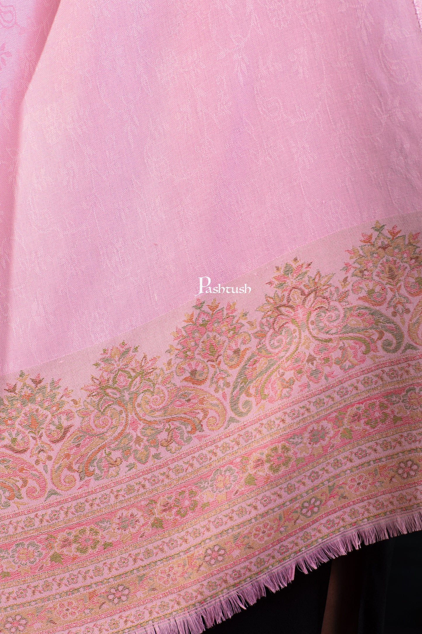 Pashtush India womens scarf and Stoles Pashtush Womens Faux Pashmina Stole, Pasiley Palla Design, Pink