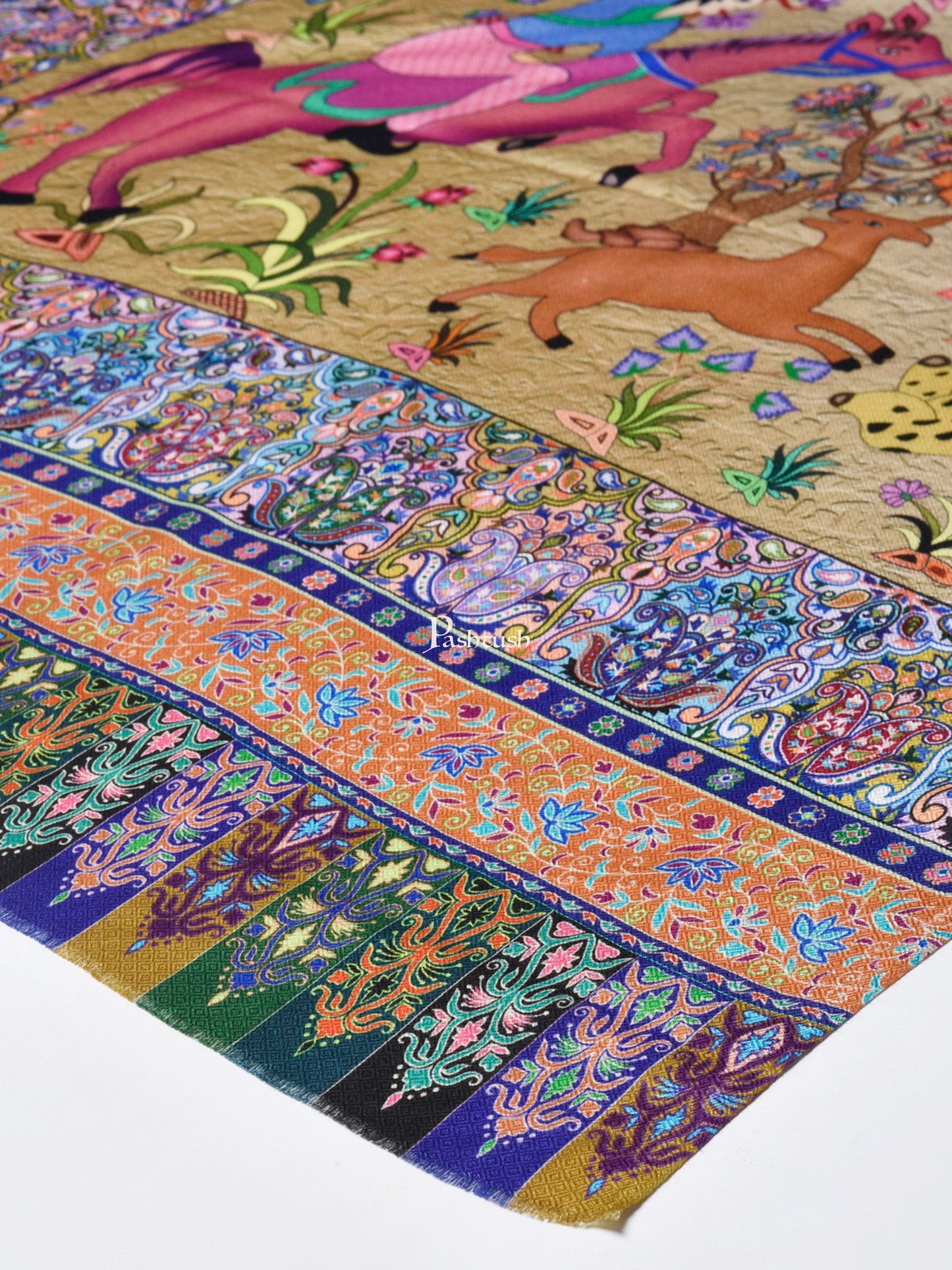 Pashtush India Womens Stoles and Scarves Scarf Pashtush Womens Fine Soft Bamboo Stole, Shikaardar Print Design