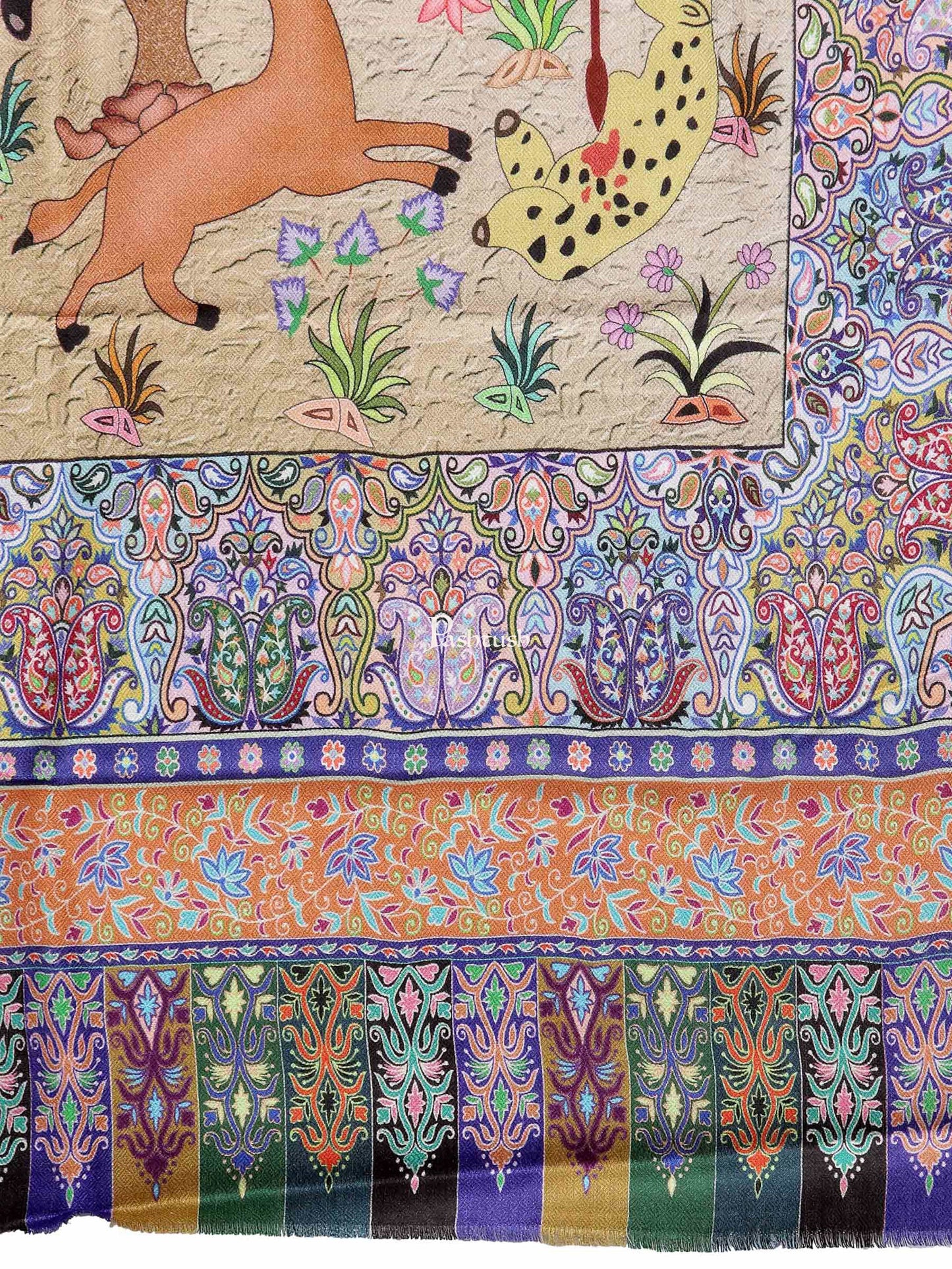 Pashtush India Womens Stoles and Scarves Scarf Pashtush Womens Fine Soft Bamboo Stole, Shikaardar Print Design