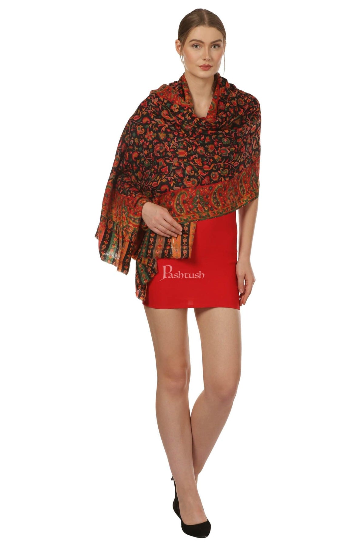 Pashtush India Womens Shawls Pashtush Womens Fine Wool Blended Printed Stole Scarf