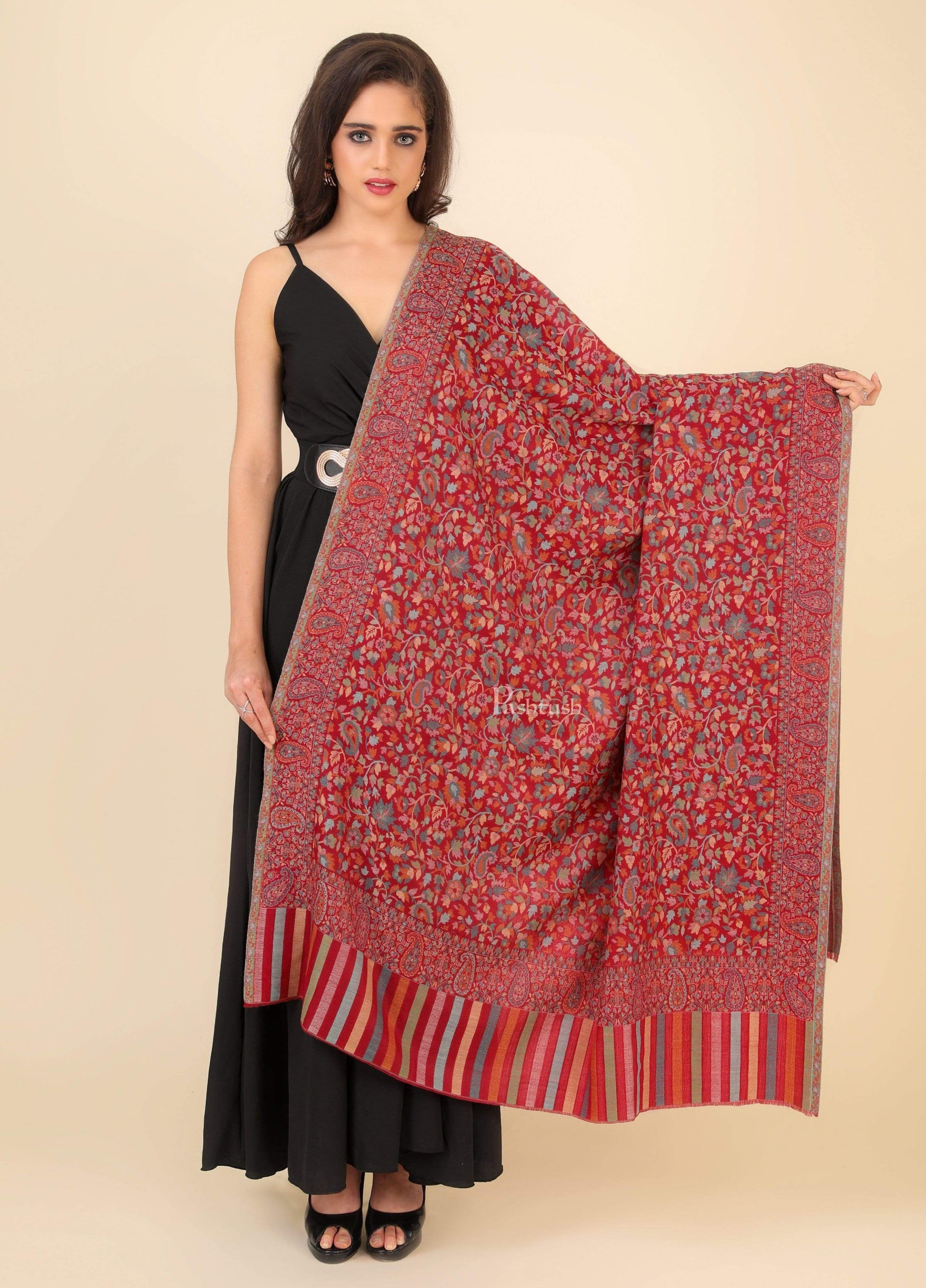 Pashtush India 100x200 Pashtush Womens Fine Wool Ethnic Weave Shawl, Soft and Warm