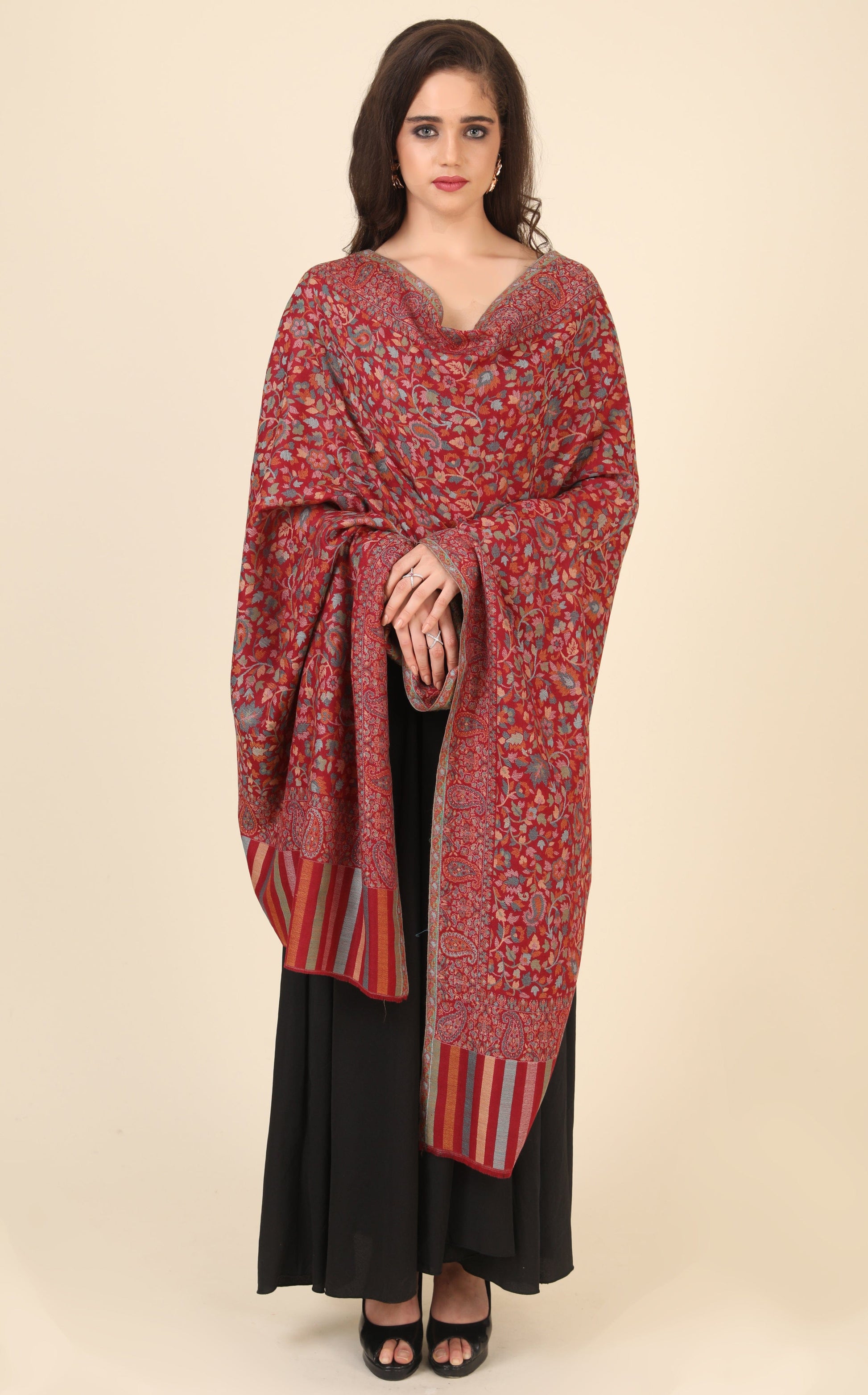 Pashtush India Womens Shawls Pashtush Womens Fine Wool Ethnic Weave Shawl, Soft And Warm