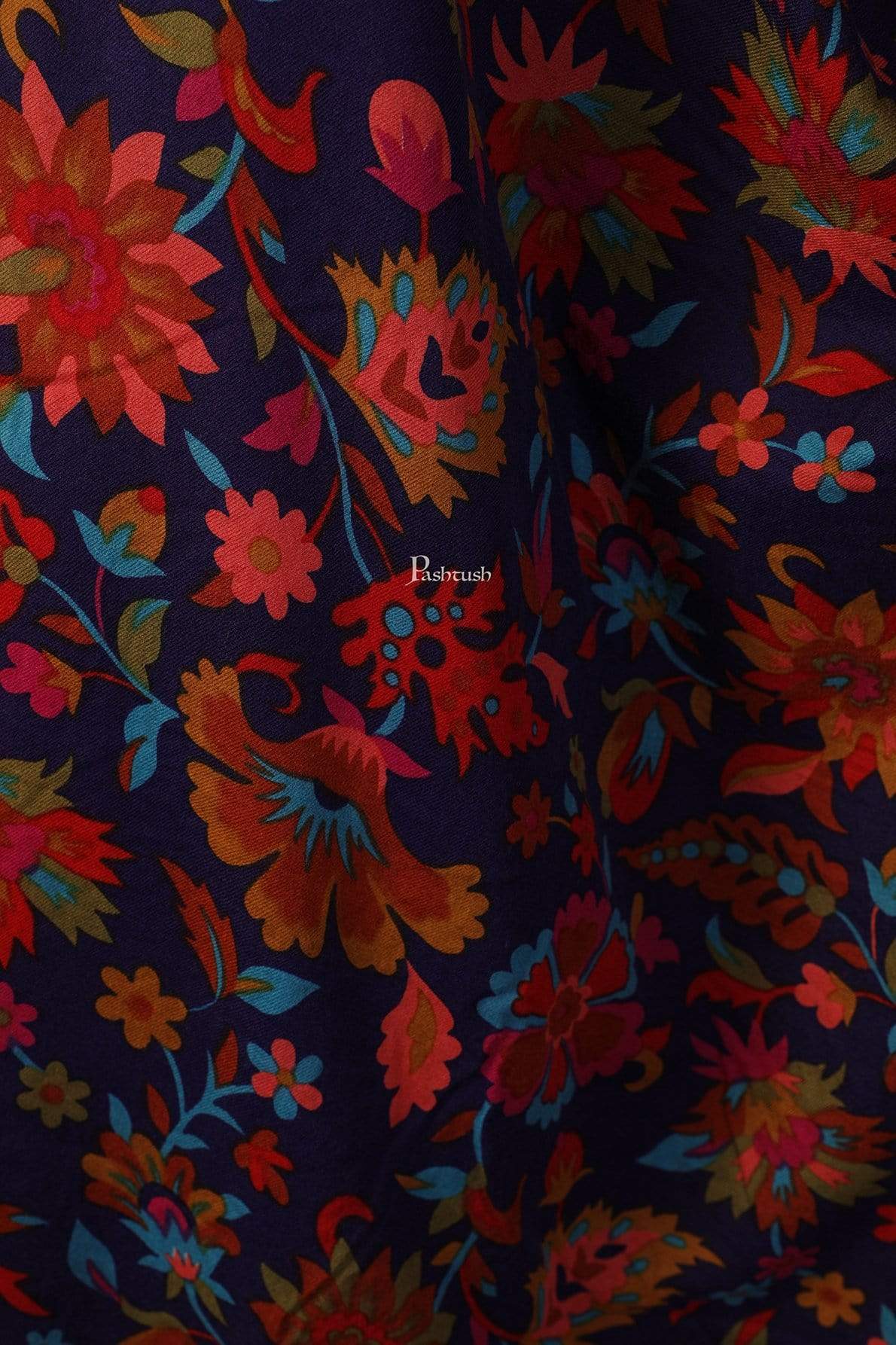 Pashtush India 70x200 Pashtush Womens Fine Wool Hand Printed Stole Scarf