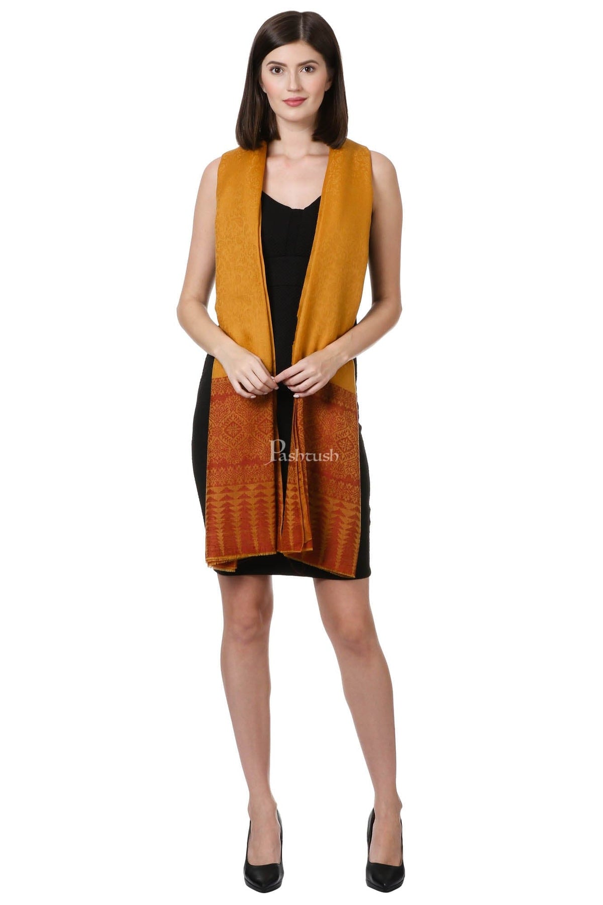 Pashtush India Womens Shawls Pashtush Womens Fine Wool Shawl, Amber