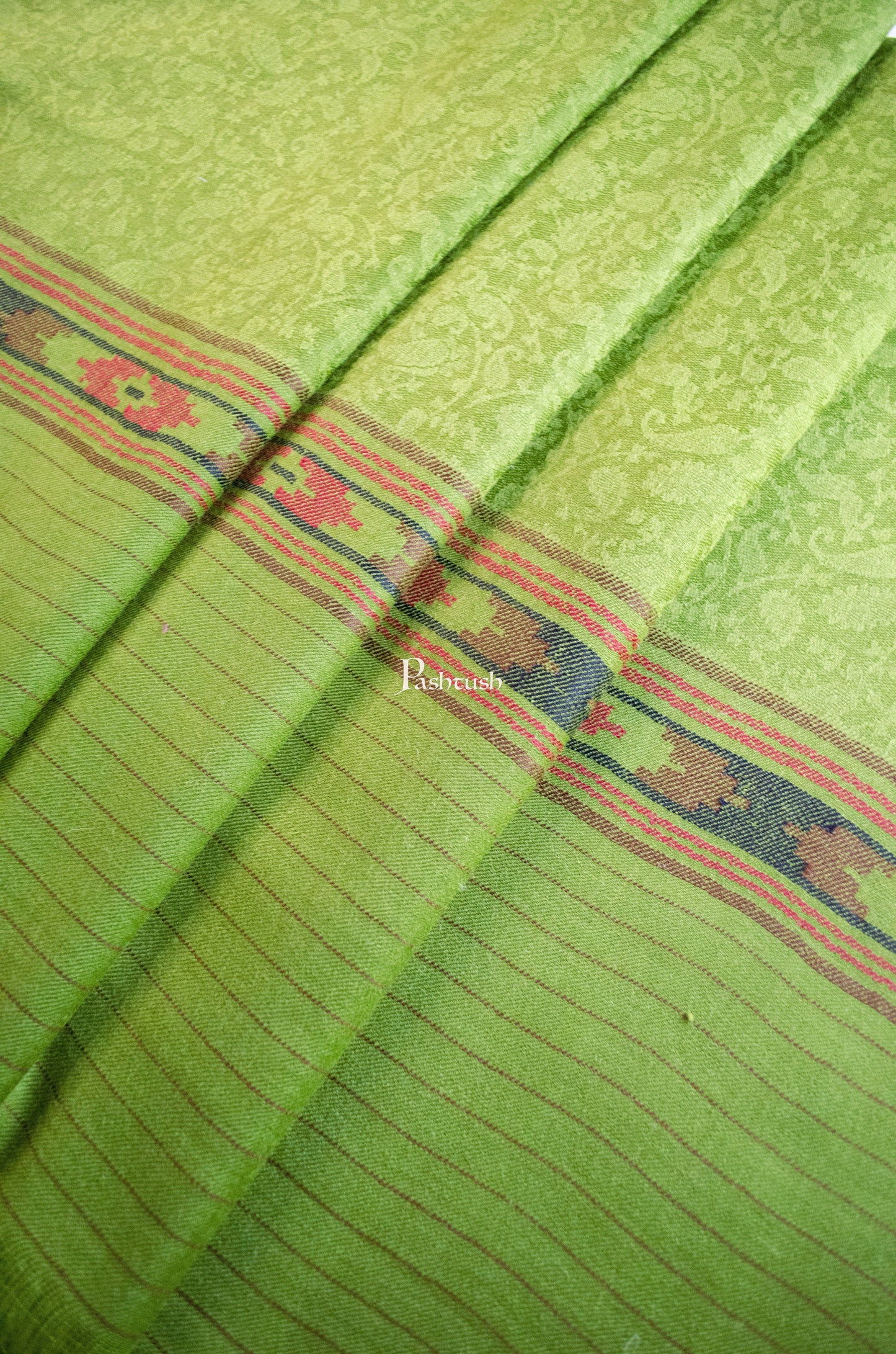 Pashtush India Womens Shawls Pashtush Womens Fine Wool Shawl, Aztec Palla Design, Emerald Green
