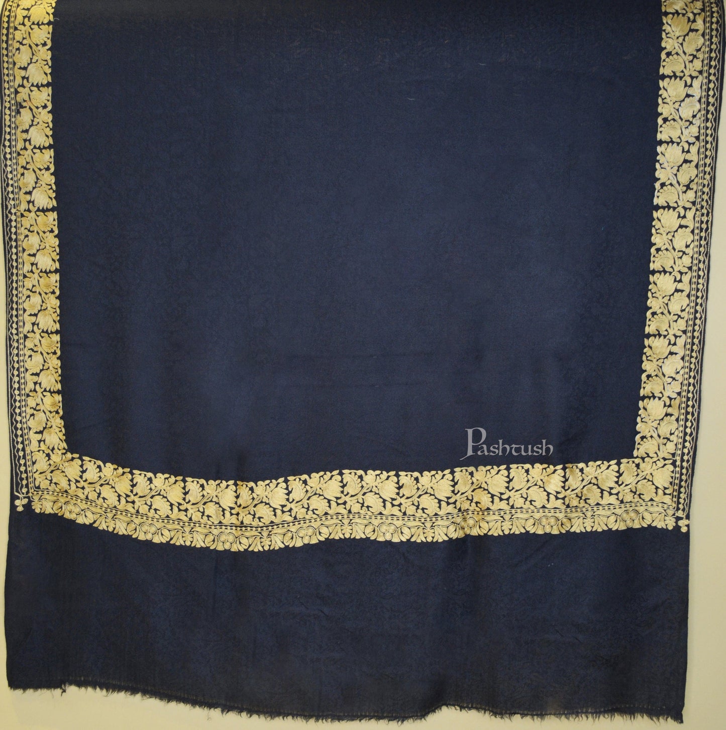 Pashtush India Womens Stoles and Scarves Scarf Pashtush Womens Fine Wool Shawl , Design , Black
