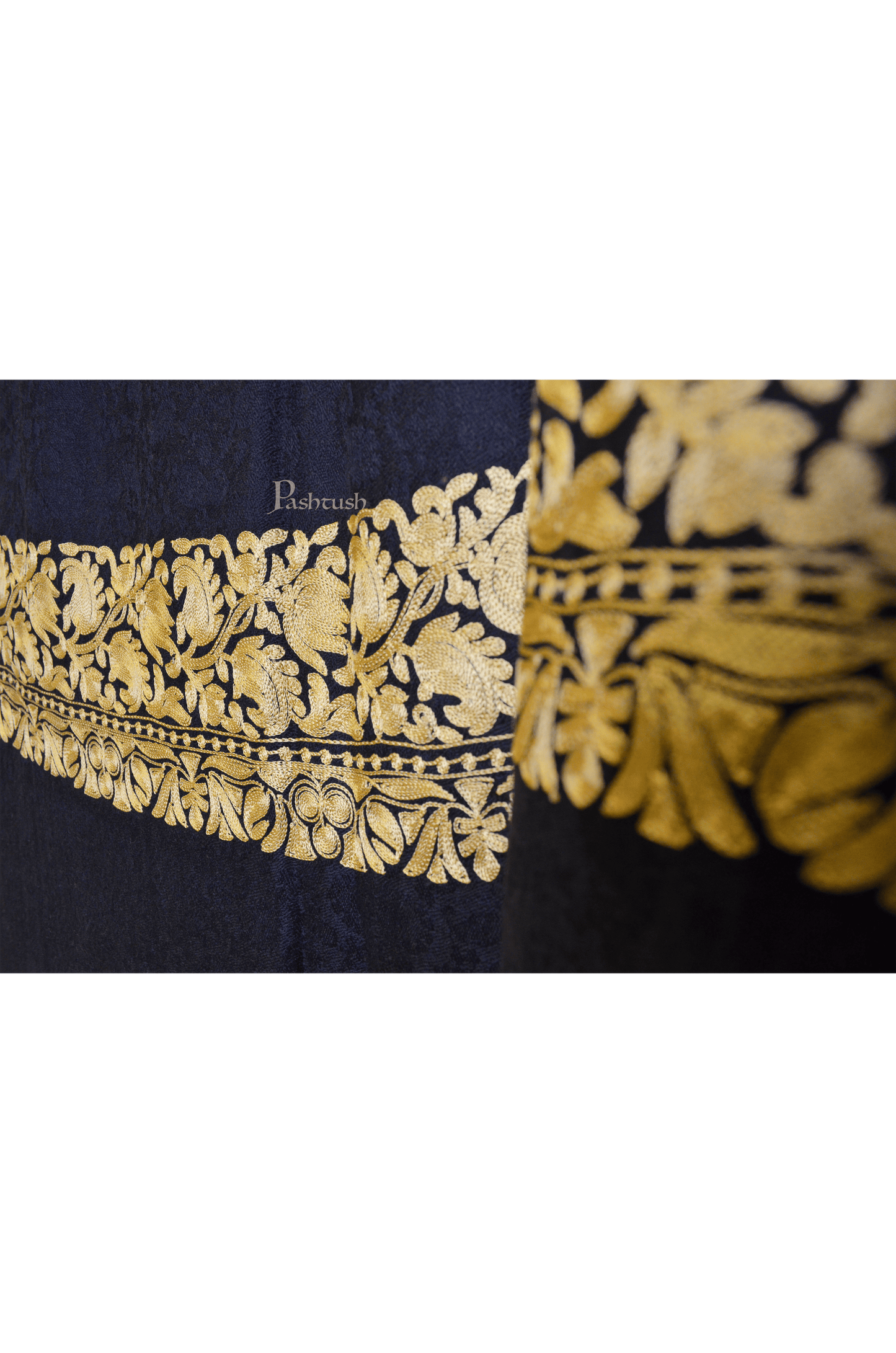 Pashtush India Womens Stoles and Scarves Scarf Pashtush Womens Fine Wool Shawl , Design , Black