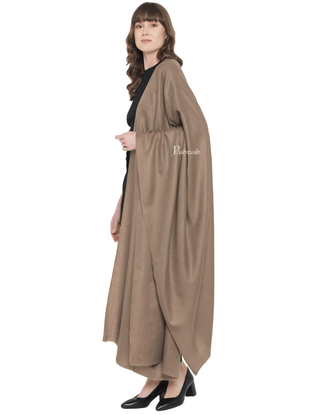 Pashtush India Womens Shawls Pashtush Womens Fine Wool Shawl, Extra Soft, Basics Solid, Taupe