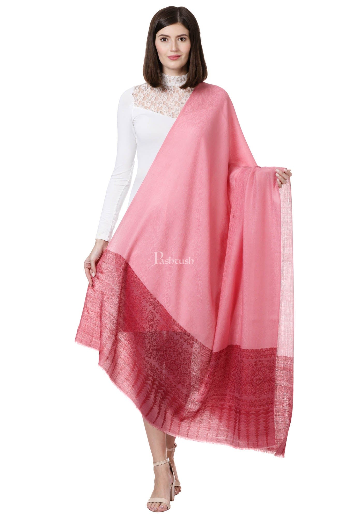 Pashtush India Womens Shawls Pashtush Womens Fine Wool Shawl, Flamingo Romance
