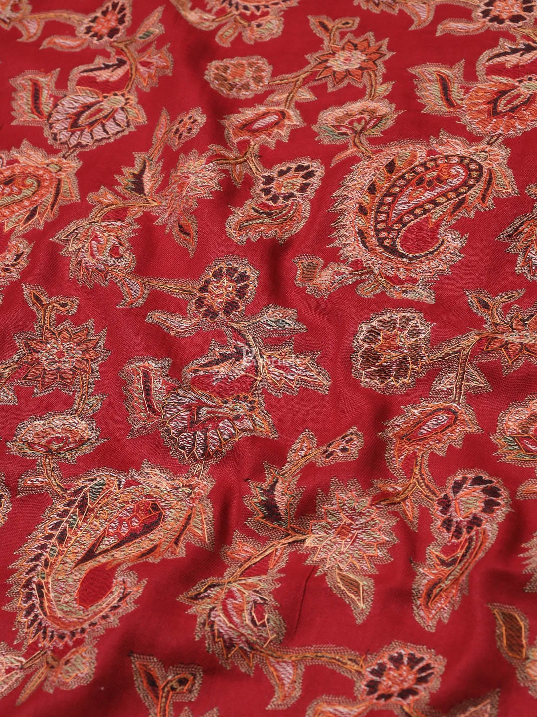 Pashtush India Womens Shawls Pashtush womens Fine Wool shawl, hand embroidery design, Maroon