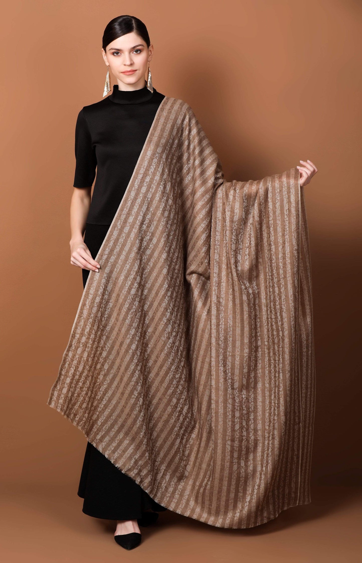 Pashtush Shawl Store Shawl Pashtush Womens Fine Wool Shawl, Jacquard, Soft, Warm and Ultra Light Weight