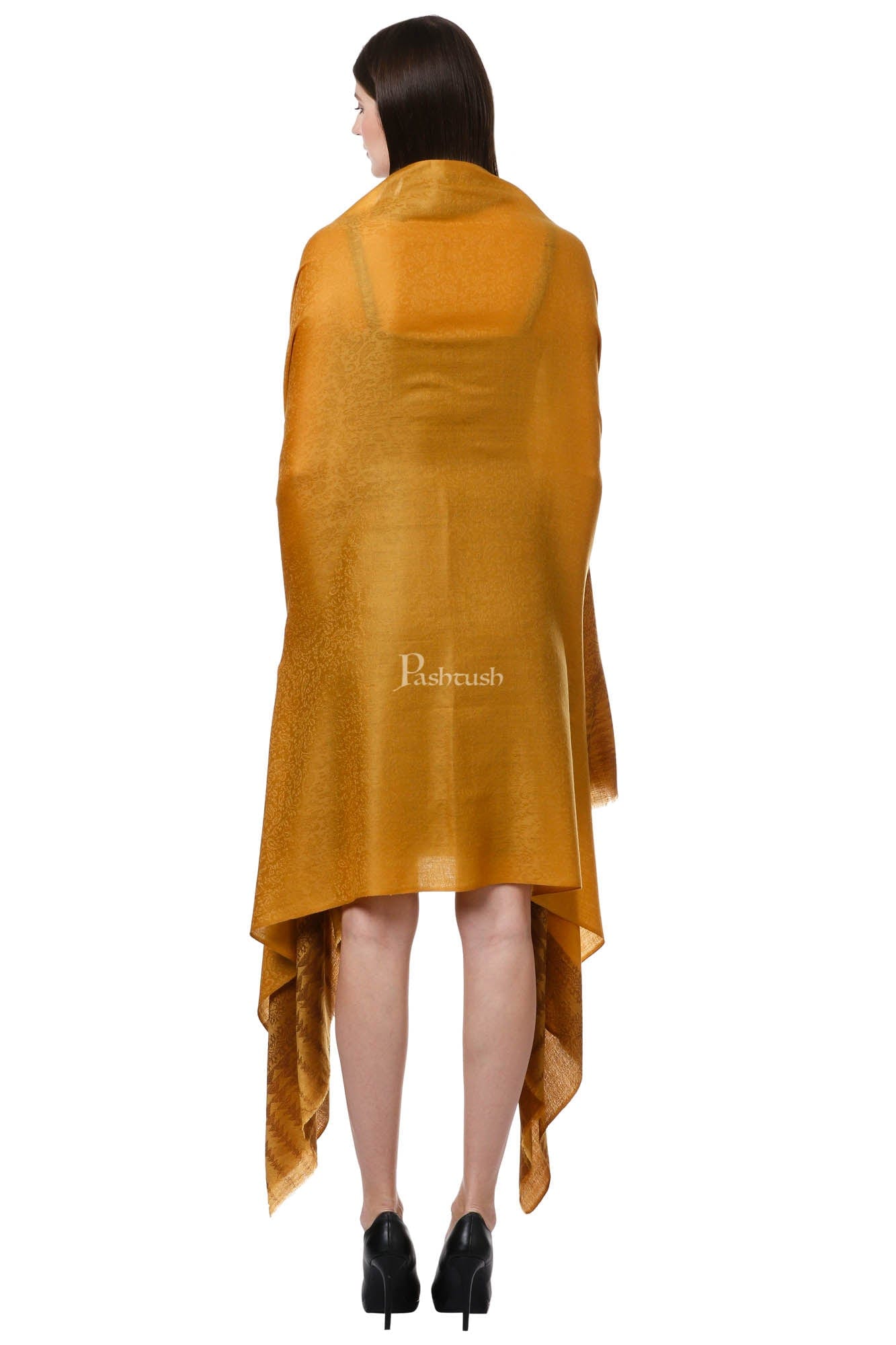 Pashtush India Womens Shawls Pashtush Womens Fine Wool Shawl, Marigold