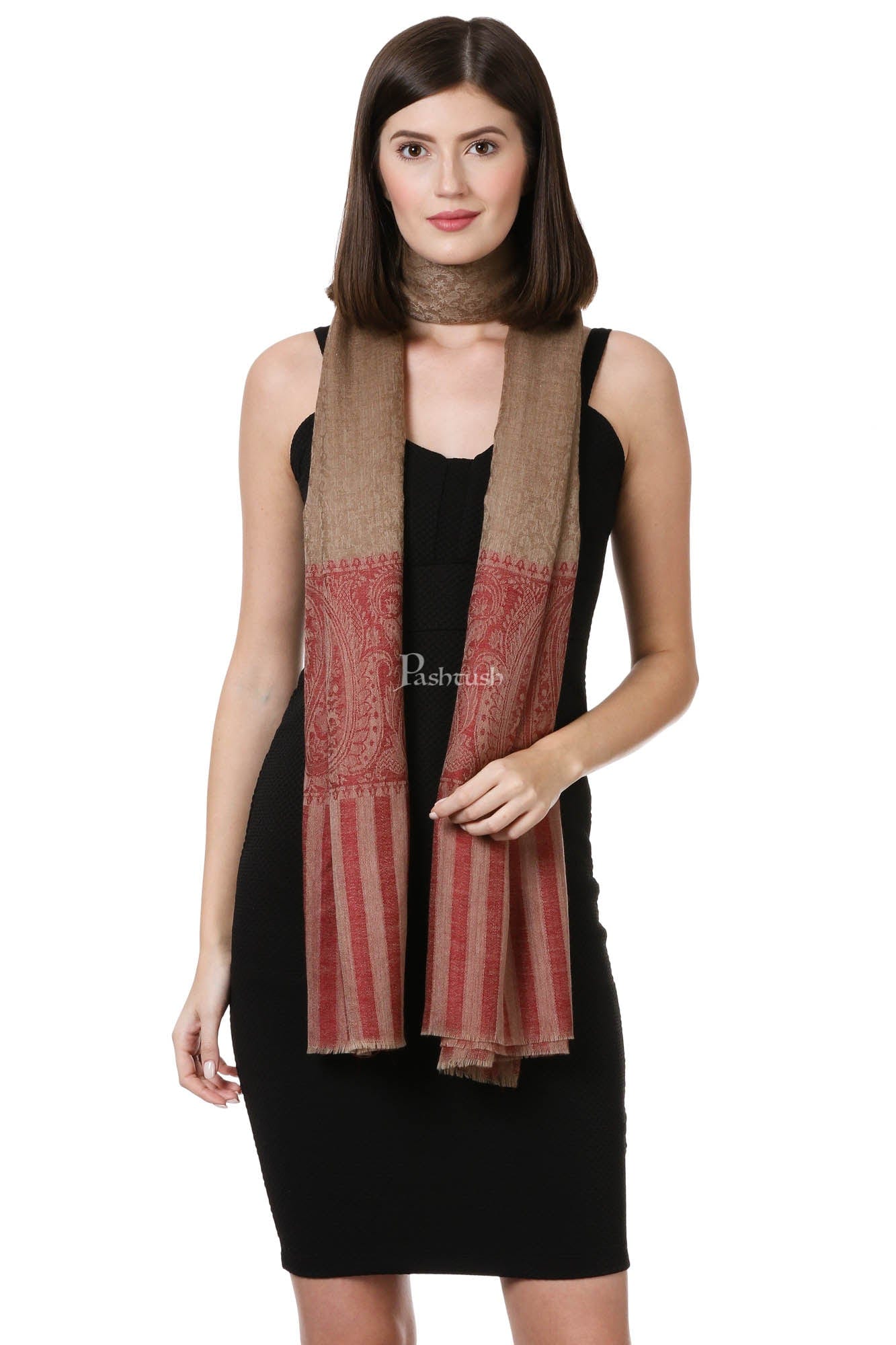 Pashtush India Womens Shawls Pashtush Womens Fine Wool Shawl, Oyster