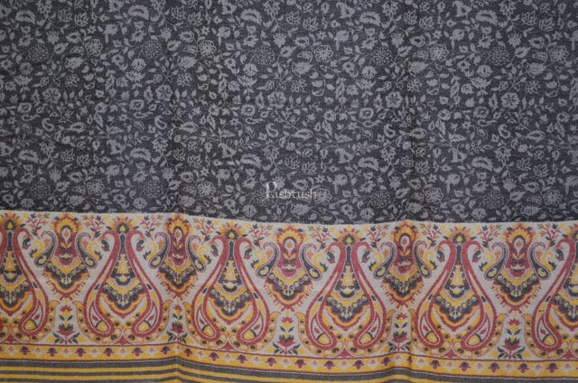Pashtush India Womens Shawls Pashtush Womens Fine Wool Shawl, Paisley Weave Design, Black