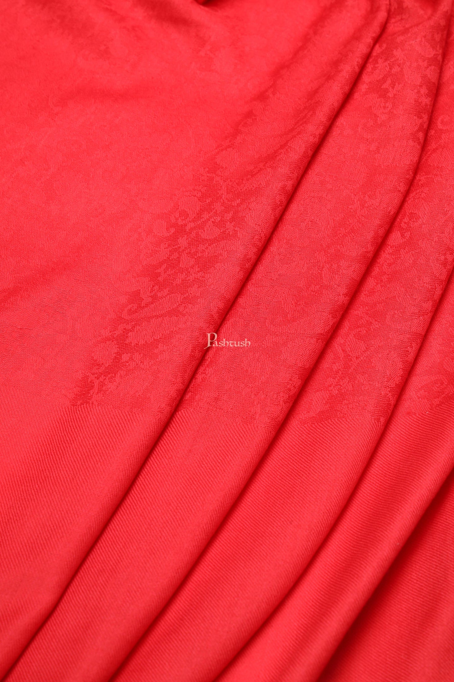Pashtush India Womens Shawls Pashtush Womens Fine Wool Shawl, Self Paisley Woven Design Design, Scarlet Red