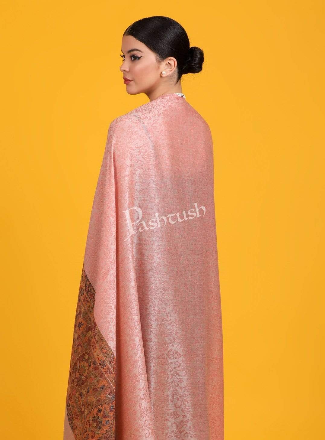 Pashtush Shawl Store Shawl Pashtush Womens Fine Wool Shawl, Soft Salmon Pink
