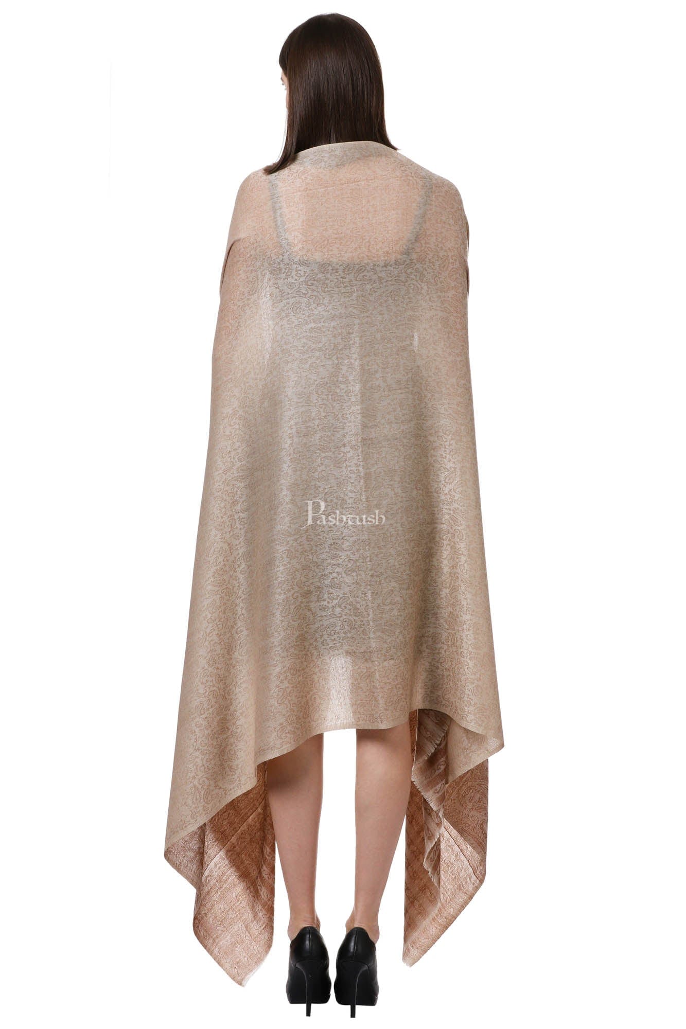 Pashtush India Womens Shawls Pashtush Womens Fine Wool Shawl, Taupe