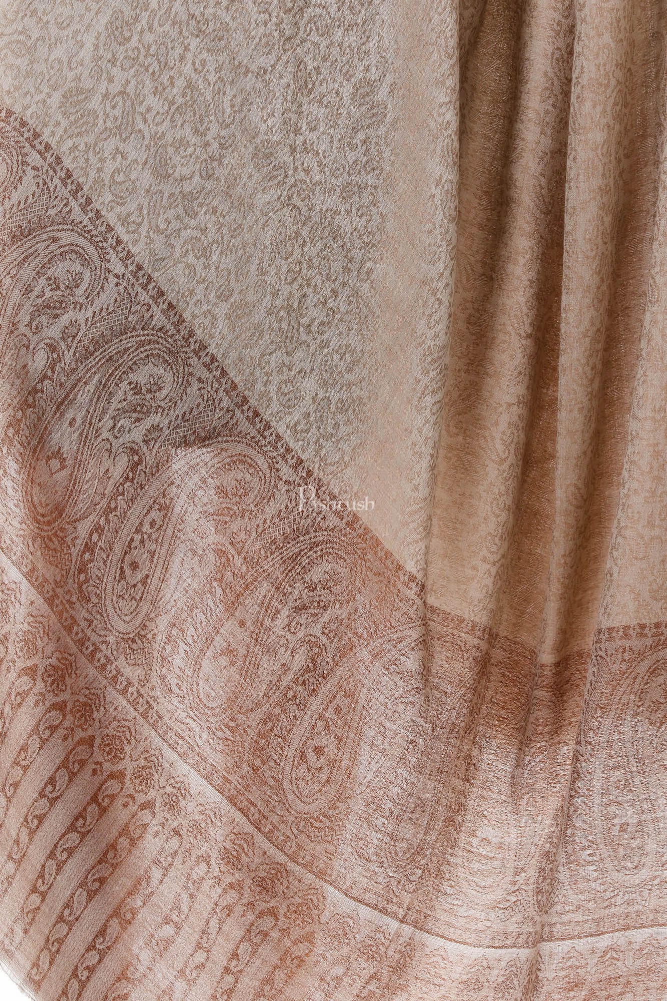 Pashtush India Womens Shawls Pashtush Womens Fine Wool Shawl, Taupe